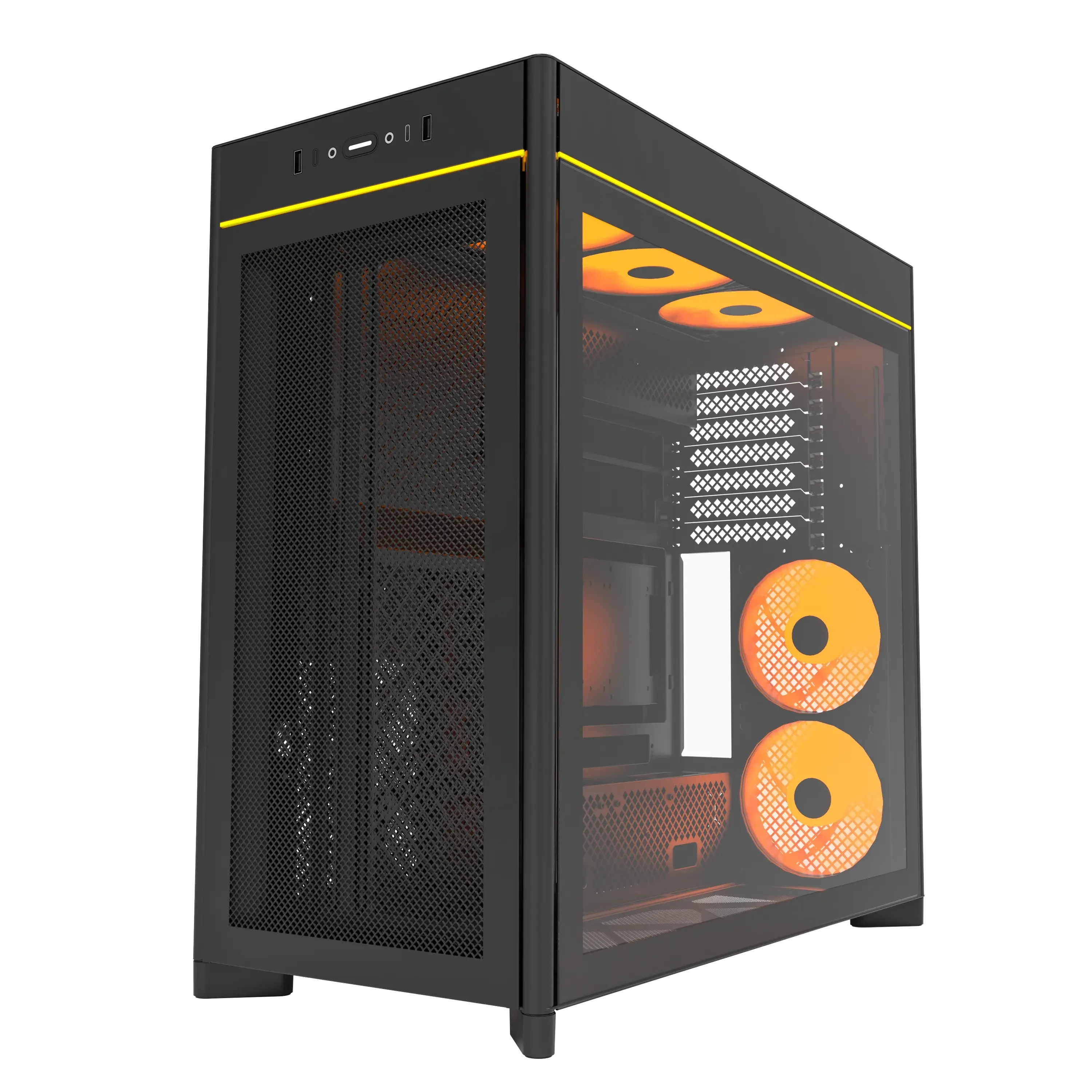 Montech HS01 Pro ATX Mid-Tower Mesh Front & TG Side Panel PC Case (Black, White) - Image 9