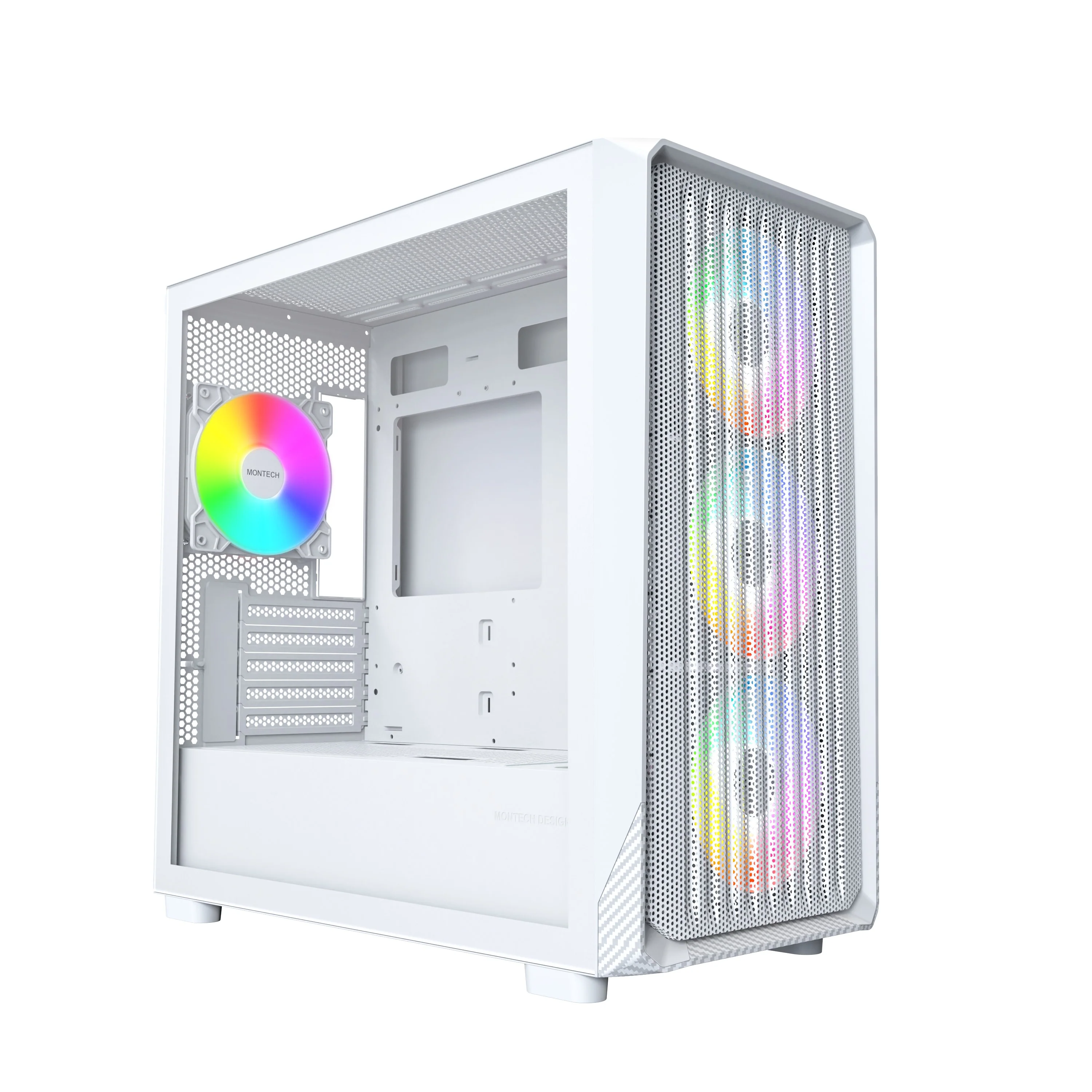 Montech X5M mATX Mid-Tower Carbon Fiber Print TG Side Panel & Mesh Front PC Case (Black, White) - Image 10