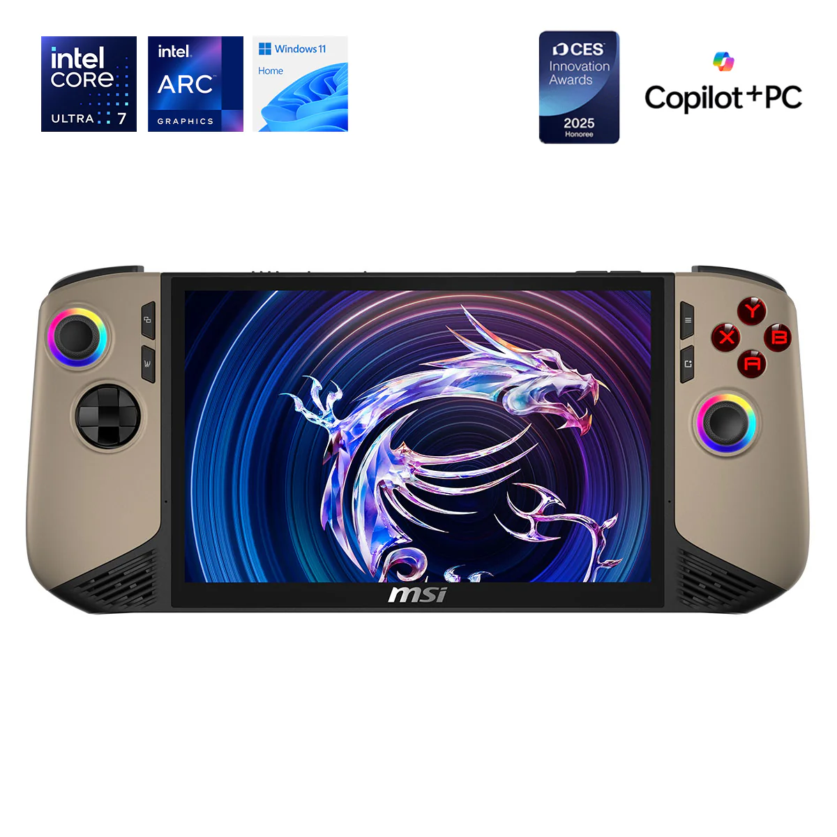 MSI Gaming Claw 8 AI+ A2VM-019PH Handheld Gaming Console (Sandstorm) | 8" FHD+ (1920x1200) 120Hz Touch | Intel Core Ultra 7 258V | 32GB RAM | 1TB SSD | Intel Arc | Windows 11 Home