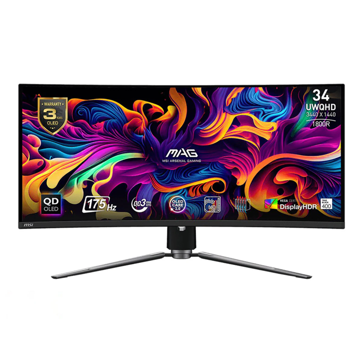 MSI MAG 341CQP QD-OLED 34" UWQHD (3440x1440) 175Hz 0.03ms GTG Curved Gaming Monitor - Image 2