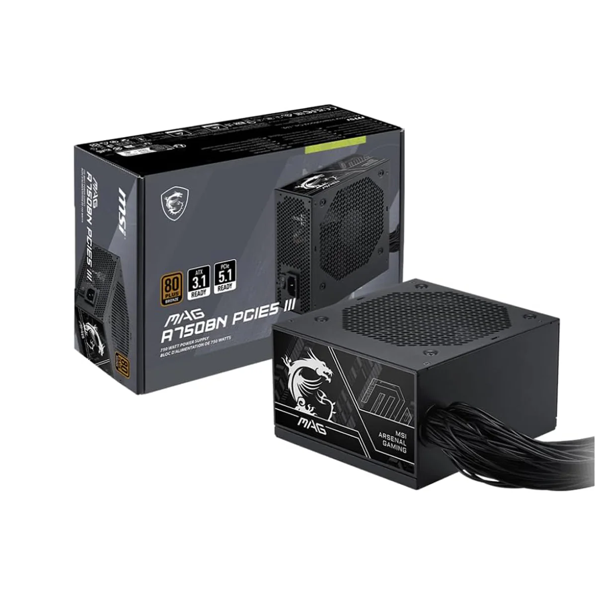 MSI MAG A750BN PCIE 5.0 III 750W 80+ Bronze Power Supply - Image 11