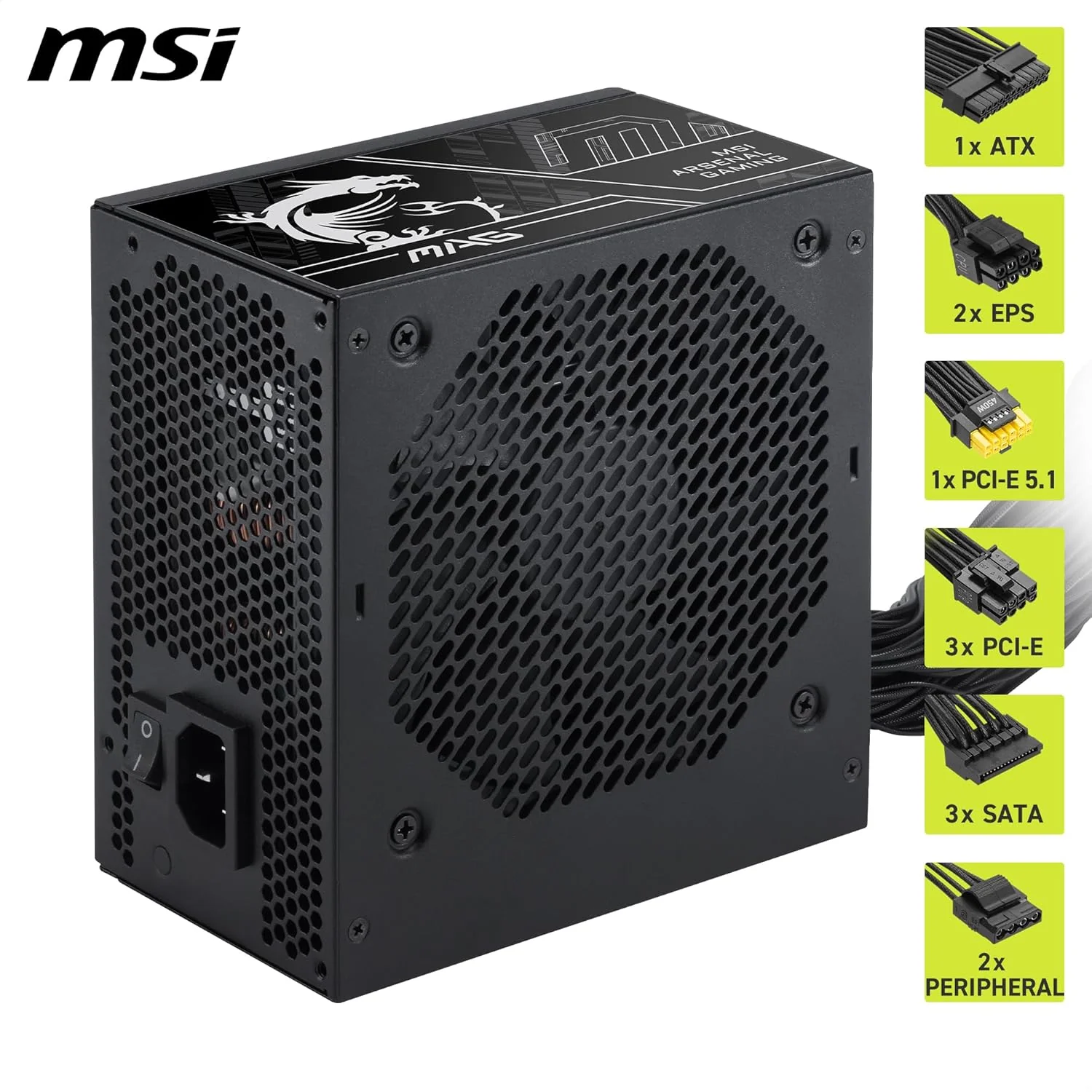 MSI MAG A750BN PCIE 5.0 III 750W 80+ Bronze Power Supply - Image 6