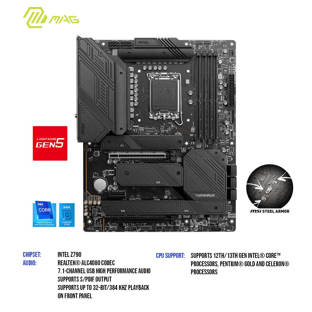 MSI MAG Z790 Tomahawk Wifi DDR4 LGA 1700 Intel ATX Motherboard