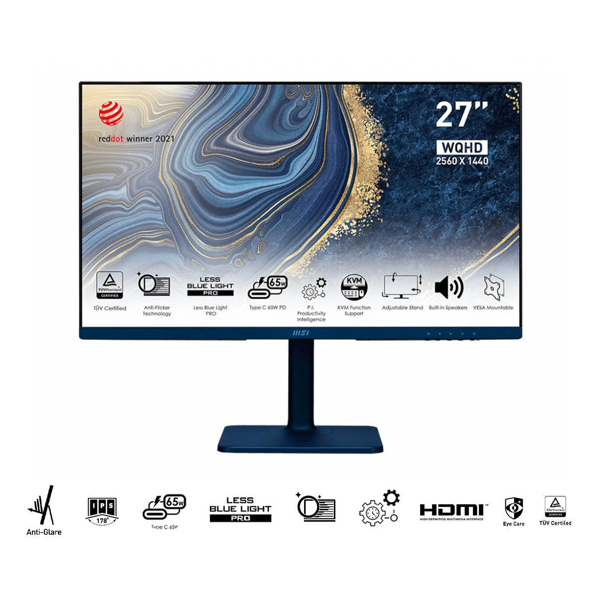 MSI Modern MD272QP Ultramarine 27” WQHD Business & Productivity Monitor