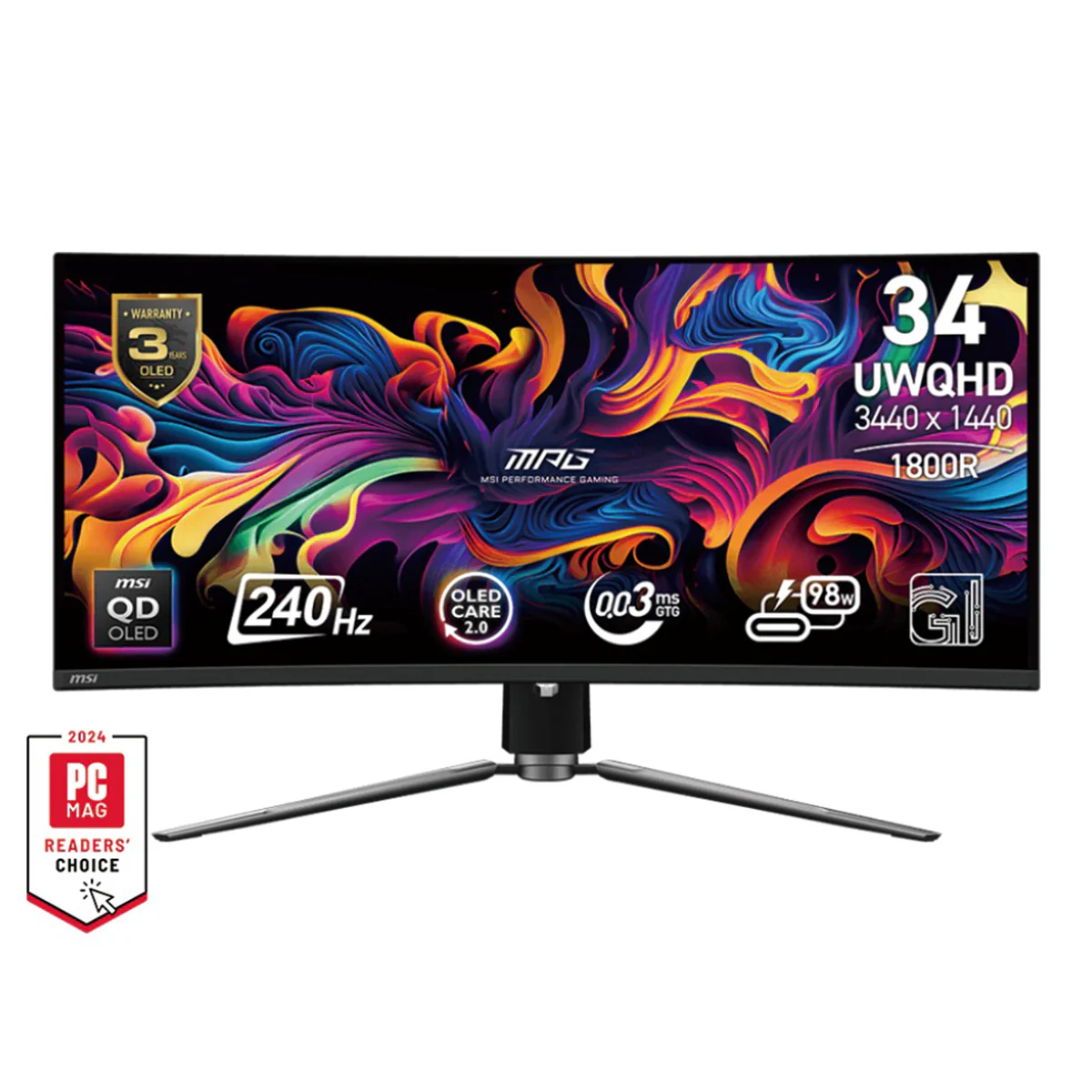 MSI MPG 341CQPX QD-OLED 34" UWQHD (3440x1440) 240Hz 0.03ms GTG Curved Gaming Monitor - Image 2