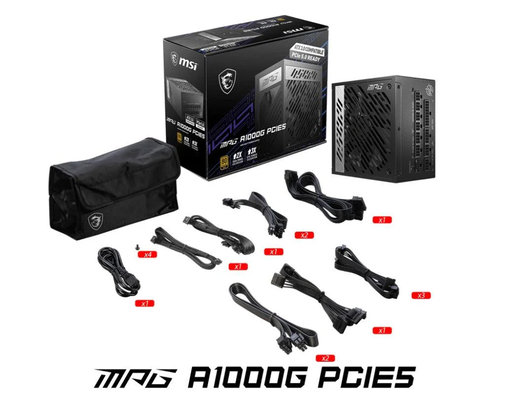 MSI MPG A1000G PCIE5 1000W Gold Full-Modular Power Supply - Image 5