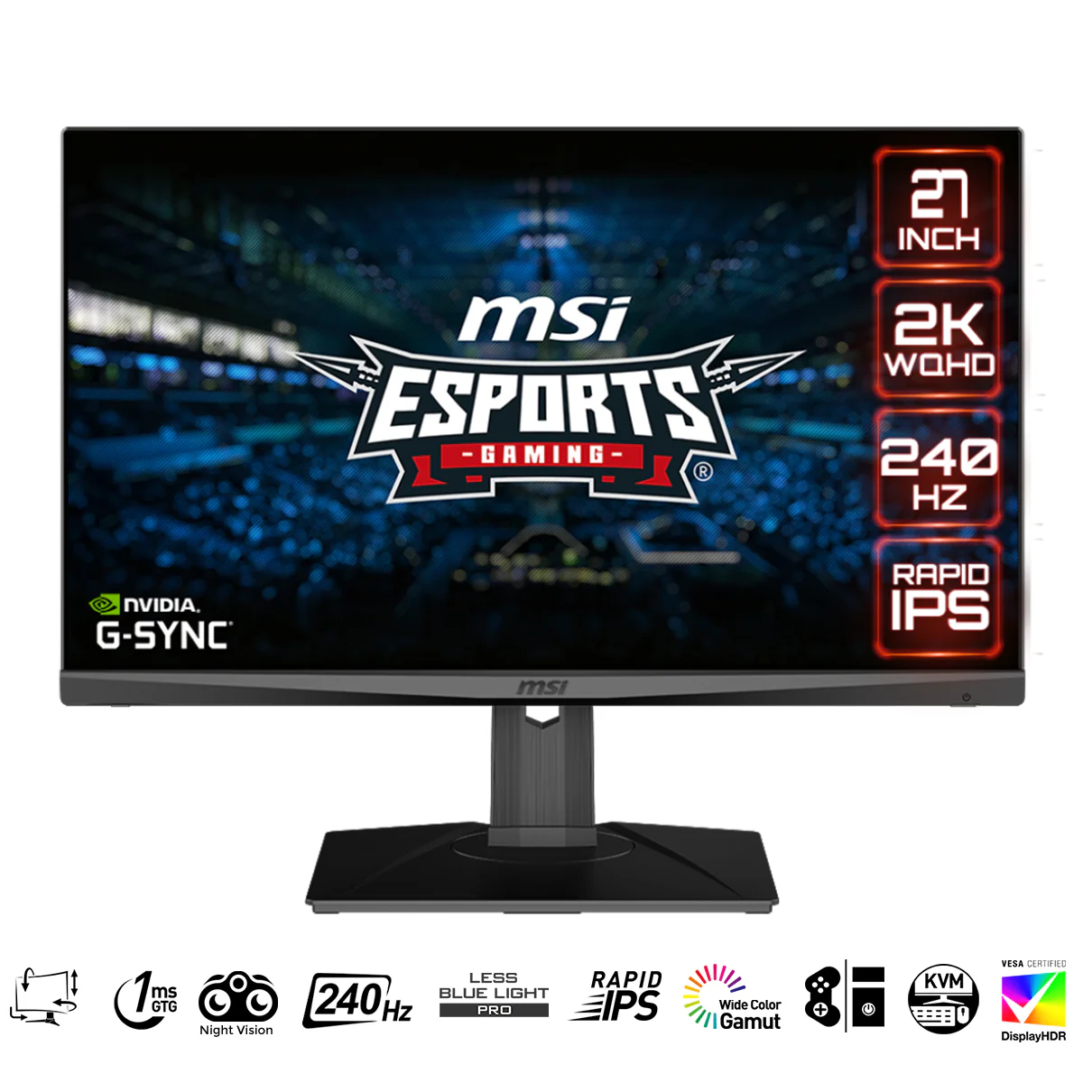 MSI Optix MAG274QRX 27" WQHD Rapid IPS 1ms GTG 240Hz G-Sync Compatible eSports Gaming Monitor (Black)