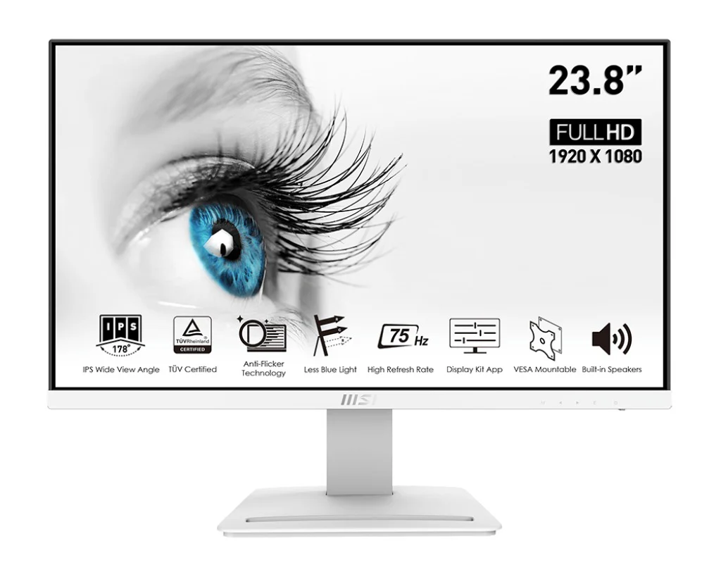 MSi Pro MP243W 23.8” FHD IPS 75HZ Monitor (White) - Image 10