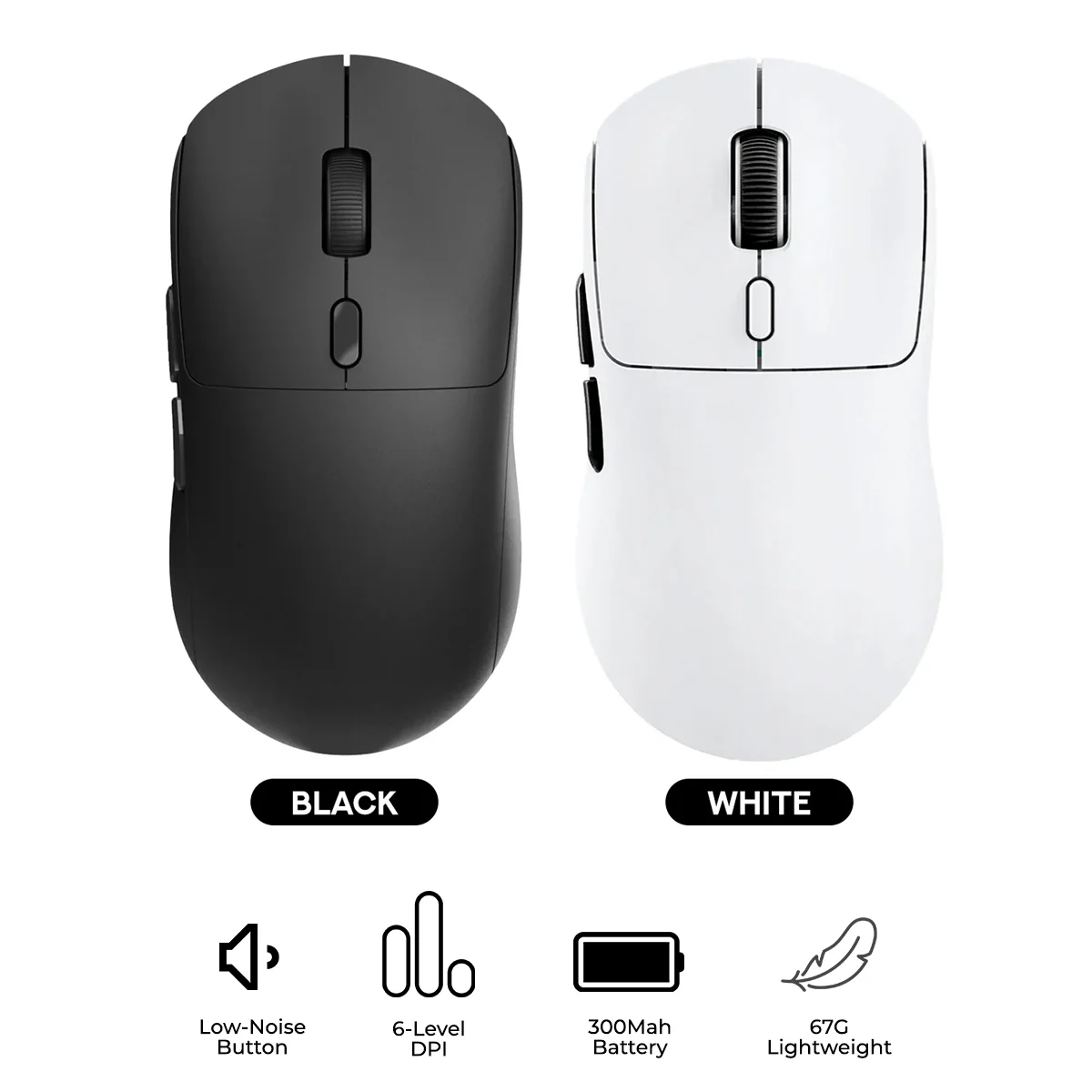NacodeX x Ajazz NJ07 Tri-Mode Lightweight Gaming Mouse (Black, White)