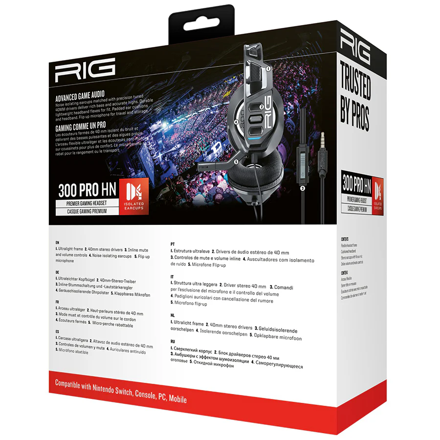 Nacon RIG 300 Pro HN Gaming Headset For Switch/Console/PC/Mobile (Black) (RIG300PROHN) - Image 4