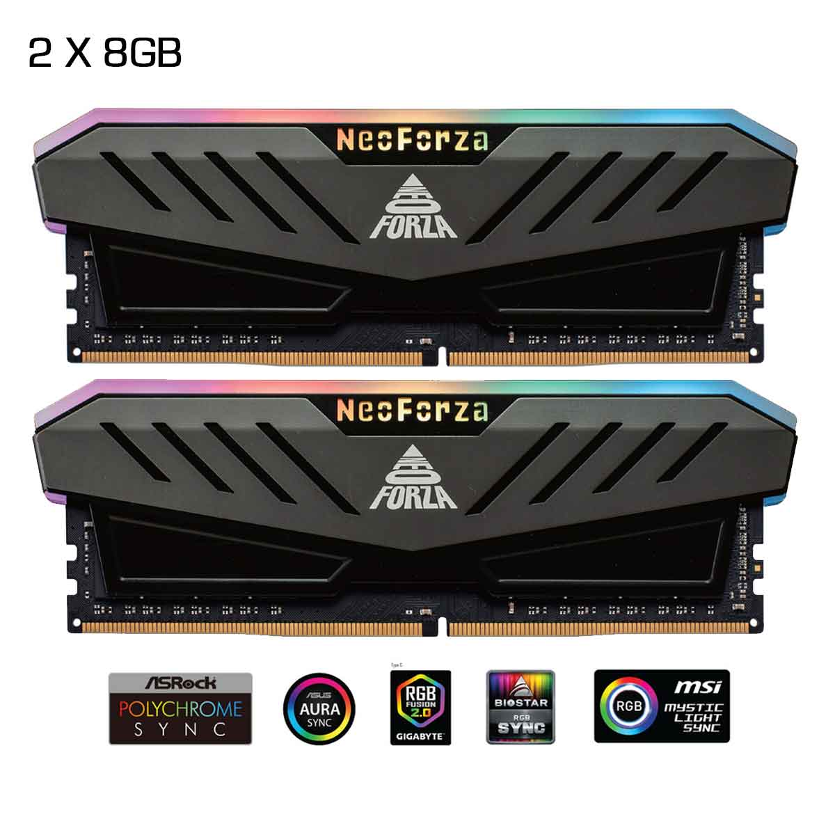 Neo Forza MARS DDR4 U-DIMM RGB 3200MHz CL16 1.35V Memory Kit with Heat Sink (1x8GB, 2x8GB) - Image 2