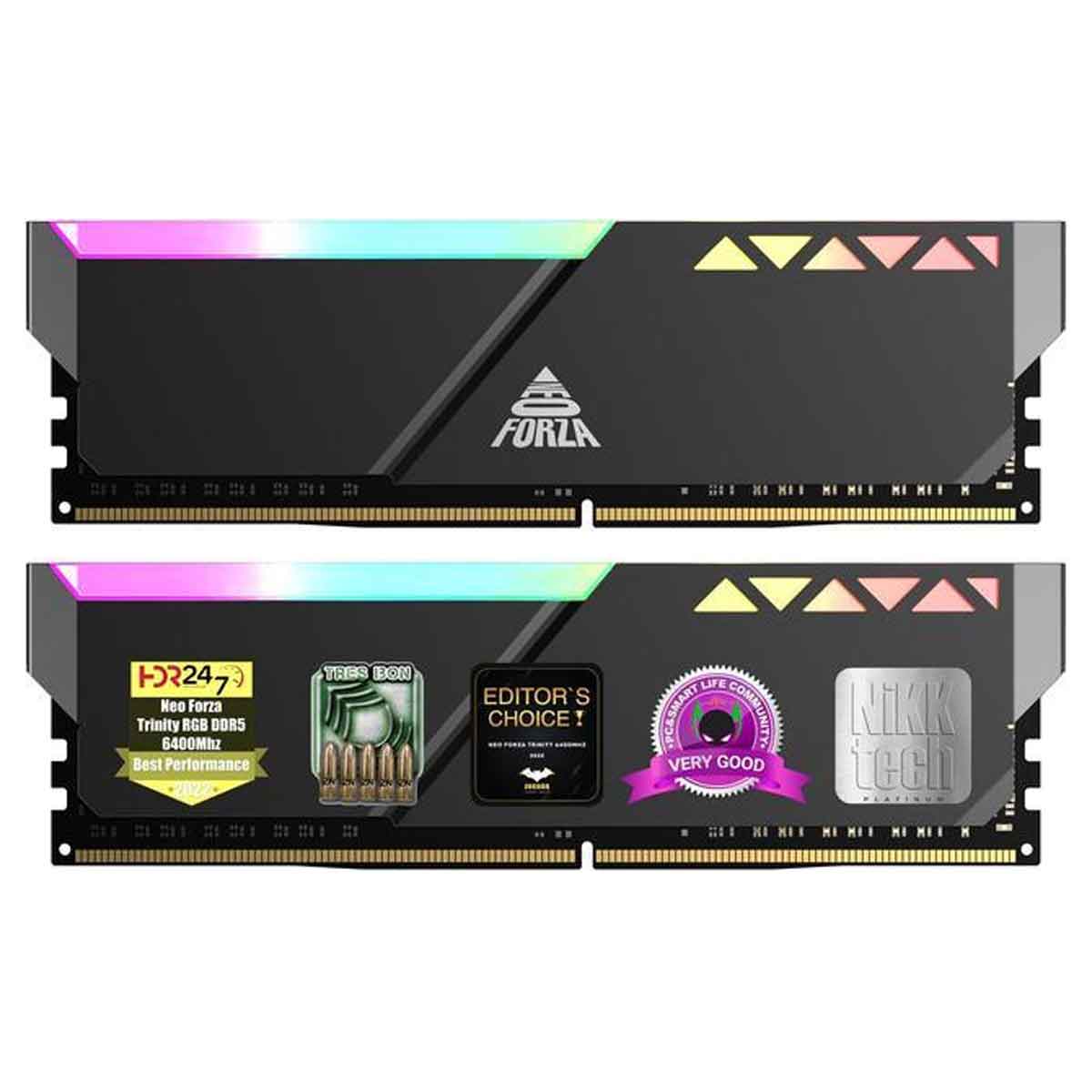 Neo Forza TRINITY 32GB (2x16GB) DDR5 U-DIMM RGB 5600MHz CL40 1.35V Memory Kit with Heat Sink (Black) (NMGD516F82-5600EI20) - Image 2