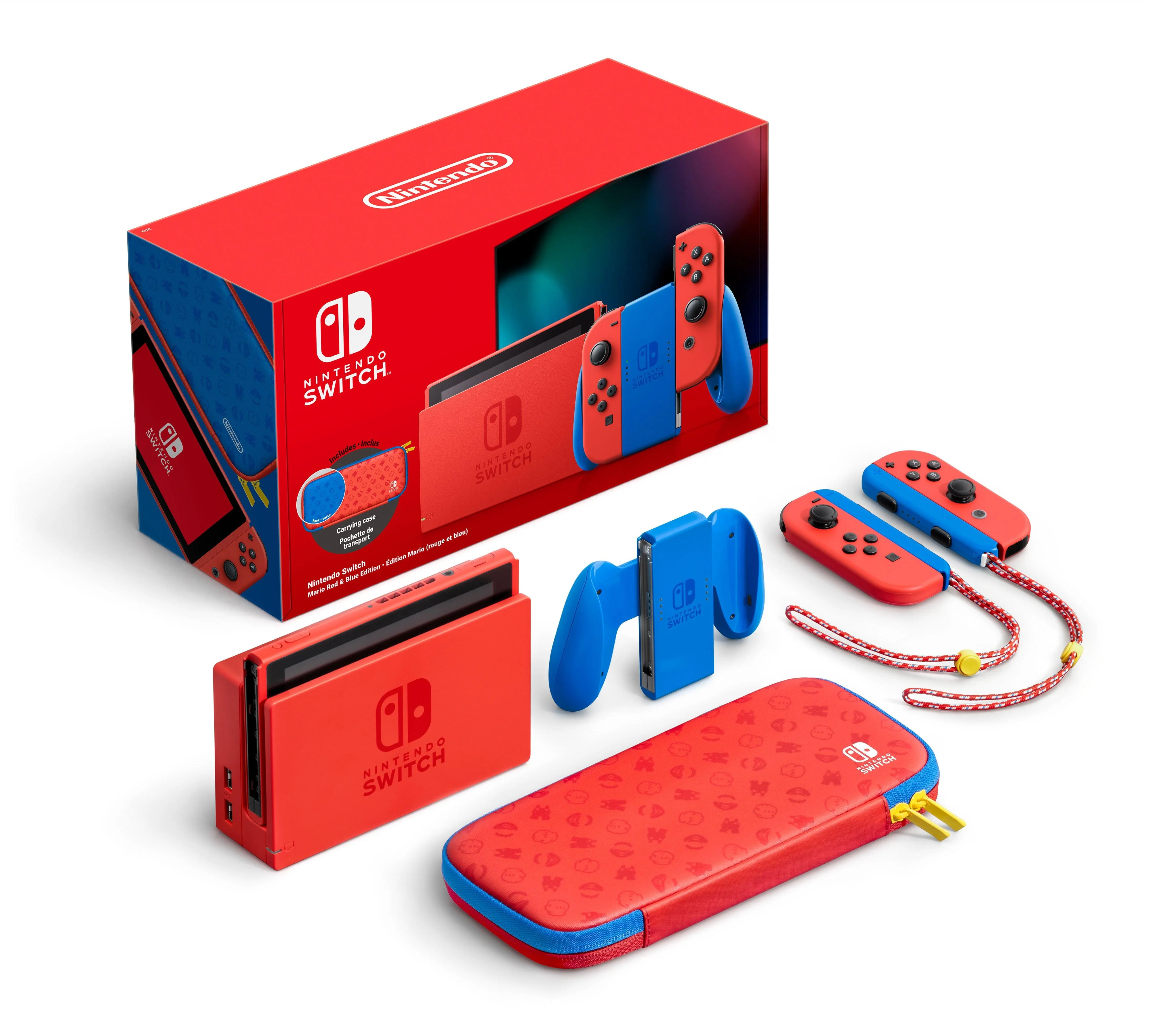 Nintendo Switch Console Mario Red & Blue Edition (Includes Carrying Case) + NSW Dobe Dust-Proof Kit Include Rubber Plug & Toughened Glass Film (TNS-862) Bundle - Image 6
