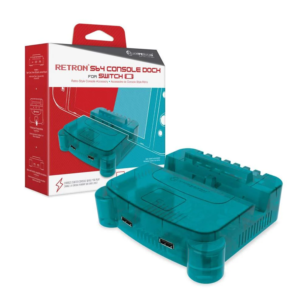 NSW Hyperkin Retron S64 Console Dock For Switch Translucent Blue (M07390-TQ)