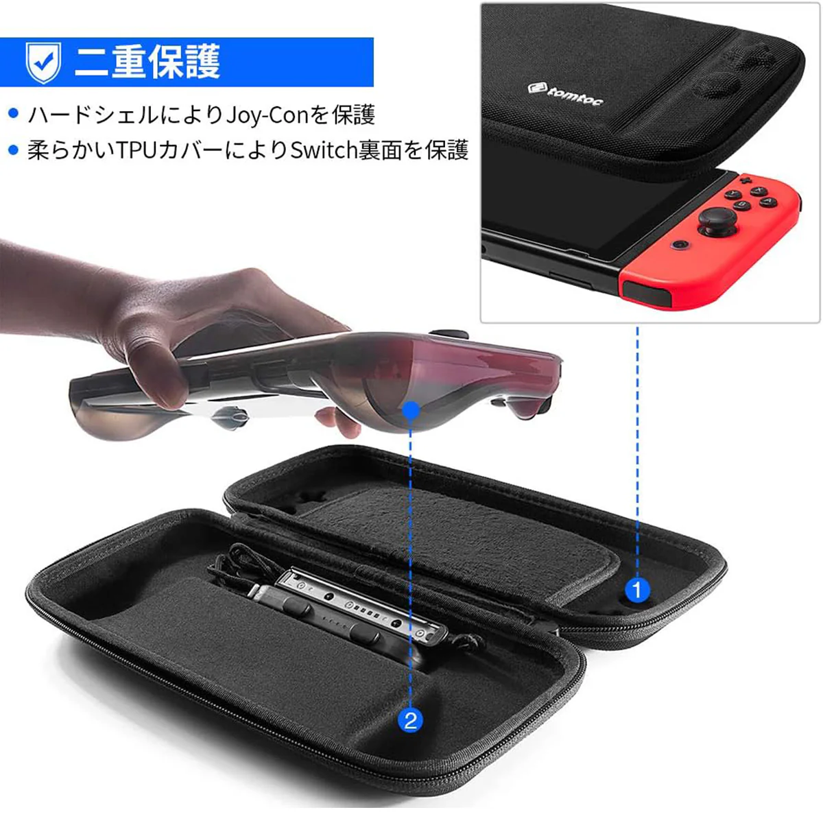NSW TOMTOC TRAVEL CASE COMBO SET DESIGNED FOR N-SWITCH (BLACK) (A05-008D) - Image 3
