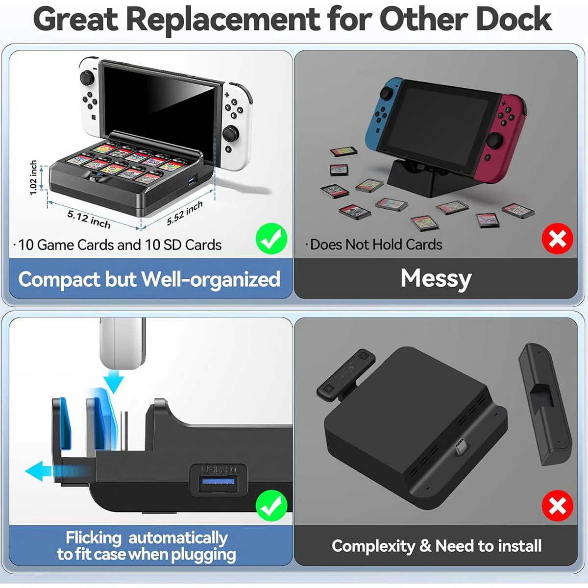 NSW TV Docking Station With 10 Game Slot For Switch / Switch OLED (NG-SW279) - Image 5