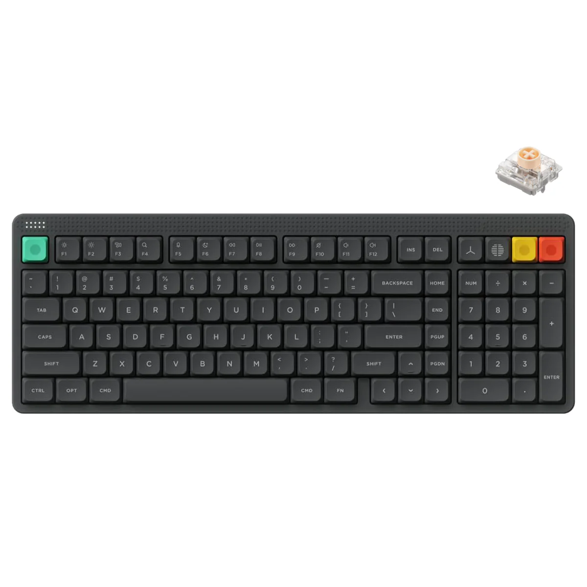 NuPhy Node100 Low-Profile Hot-Swappable Full-Size Wireless Mechanical Keyboard (Blush nano Switch) (Ink Gray) - Image 10