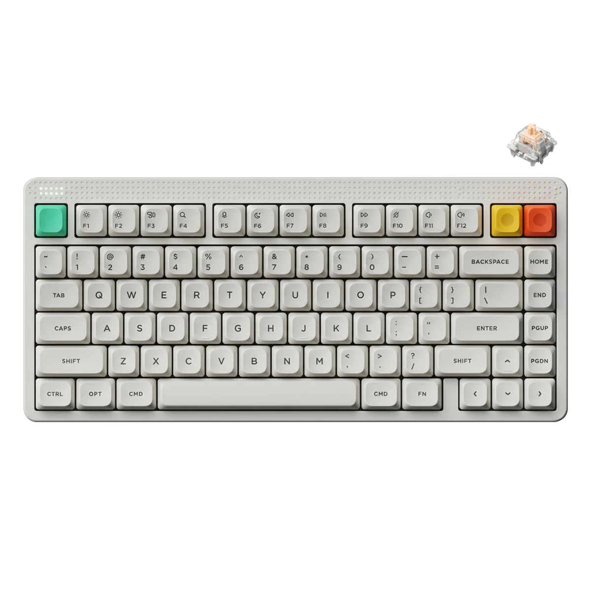 Nuphy Node75 High-Profile Hot-Swappable 82-Key Tri-Mode Wireless Mechanical Keyboard (Lunar White) (Blush Max Switch) - Image 8
