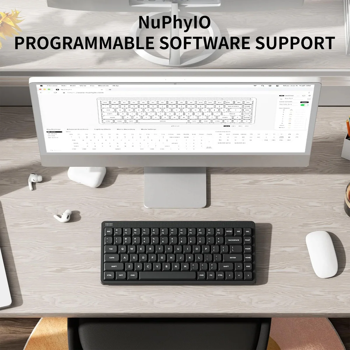 NuPhy Node75 Low-Profile Hot-Swappable 75% Wireless Mechanical Keyboard (Ink Gray) (Blush Nano Switch) - Image 2