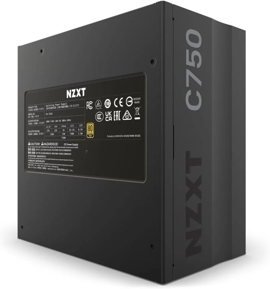 NZXT C750 750W 80+ Gold Semi-Modular ATX Power Supply (PA-7G1BB-US) - Image 5