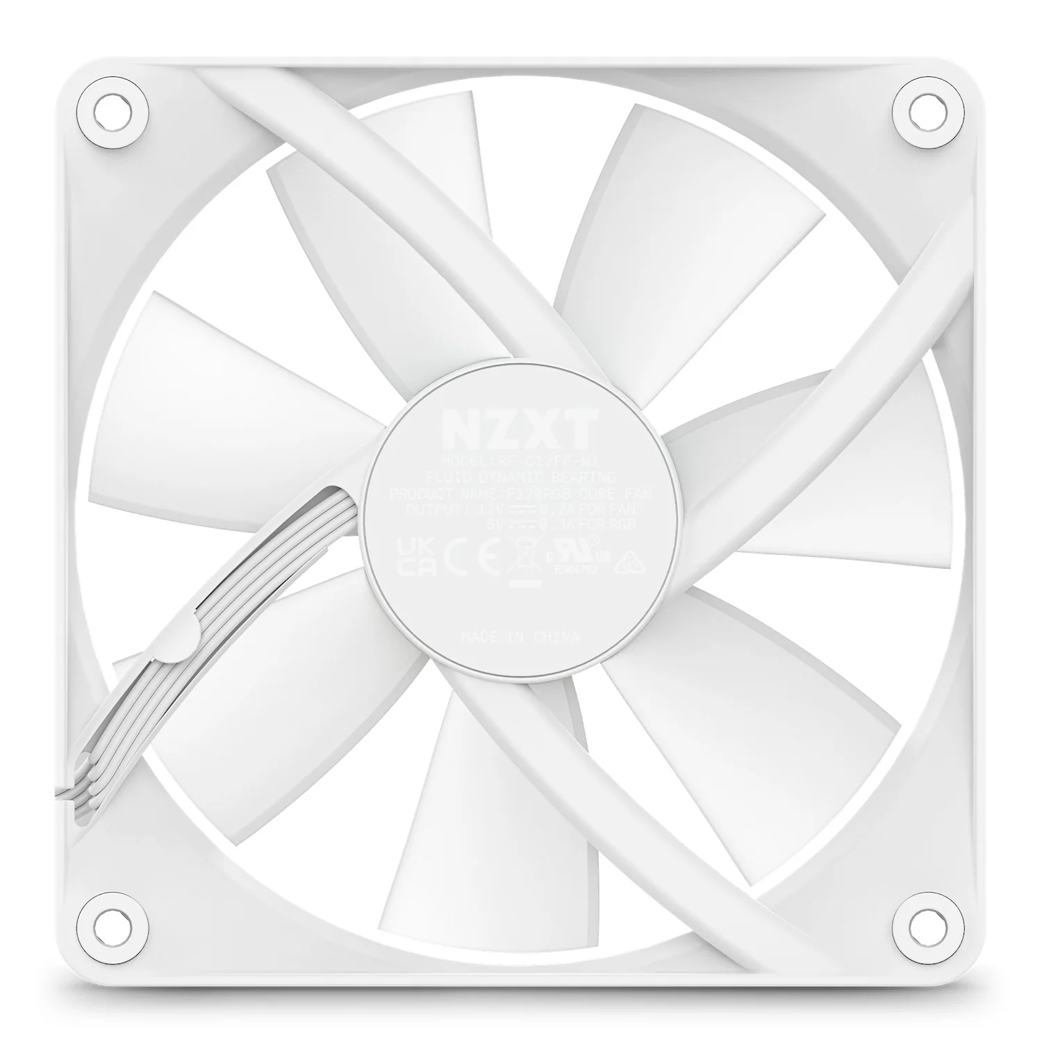 NZXT F120 RGB Core 120MM Hub-Mounted RGB Fan (Matte White) (RF-C12SF-W1) - Image 5
