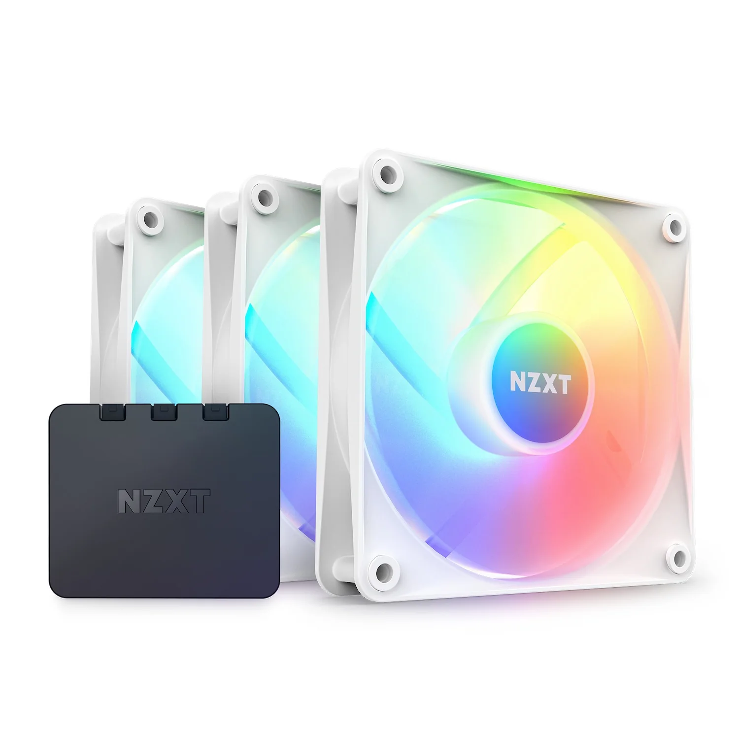NZXT F120 RGB Core Triple PACK 120MM Hub-Mounted RGB Fans & Controller (Matte White) (RF-C12TF-W1)