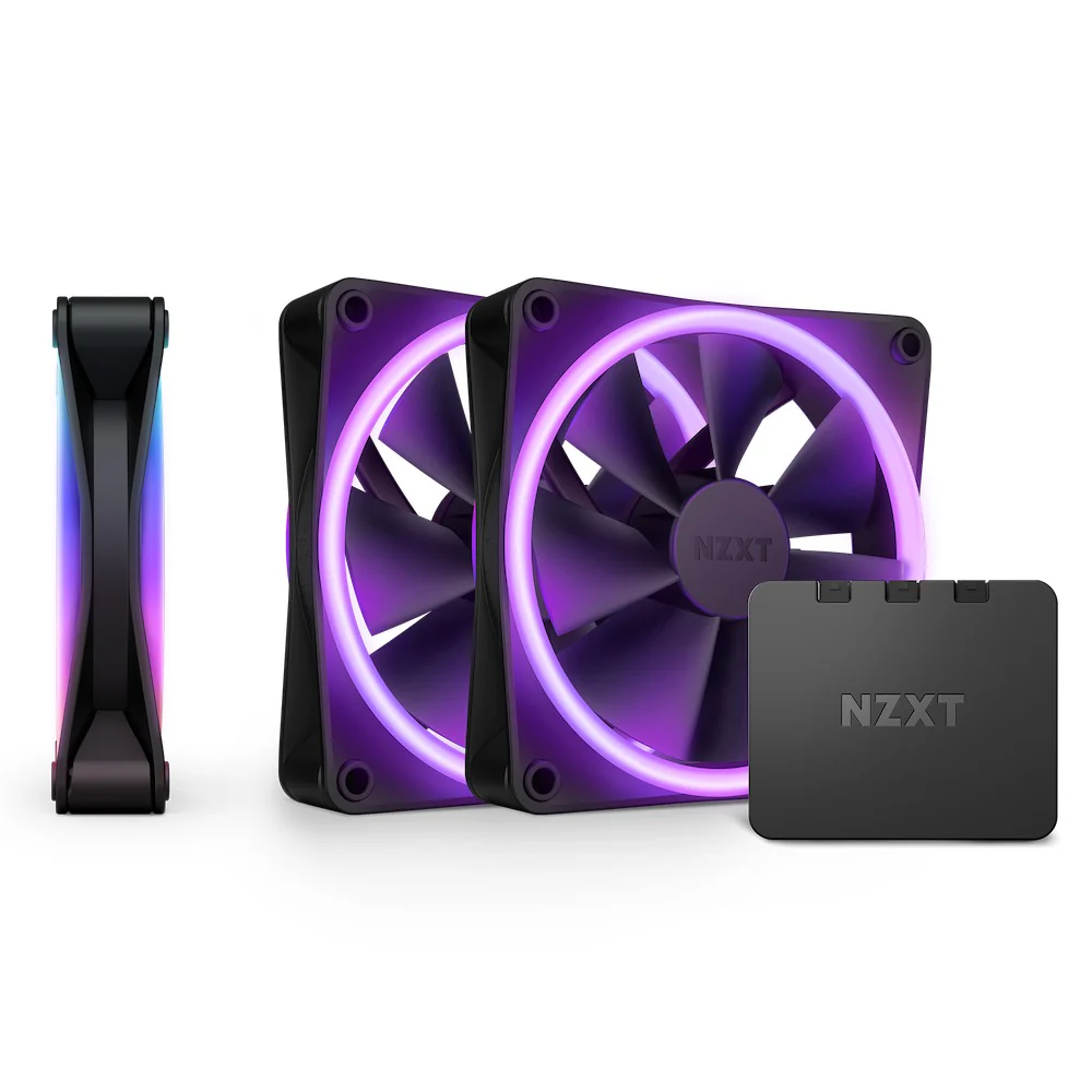 NZXT F120 RGB Duo Triple Pack Fans 1200MM With RGB Controller (Matte Black) (RF-D12TF-B1)