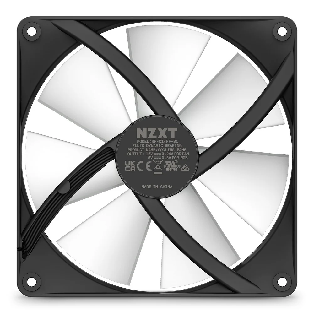 NZXT F140 RGB Core 140MM Hub-Mounted RGB Fan (Matte Black) (RF-C14SF-B1) - Image 5