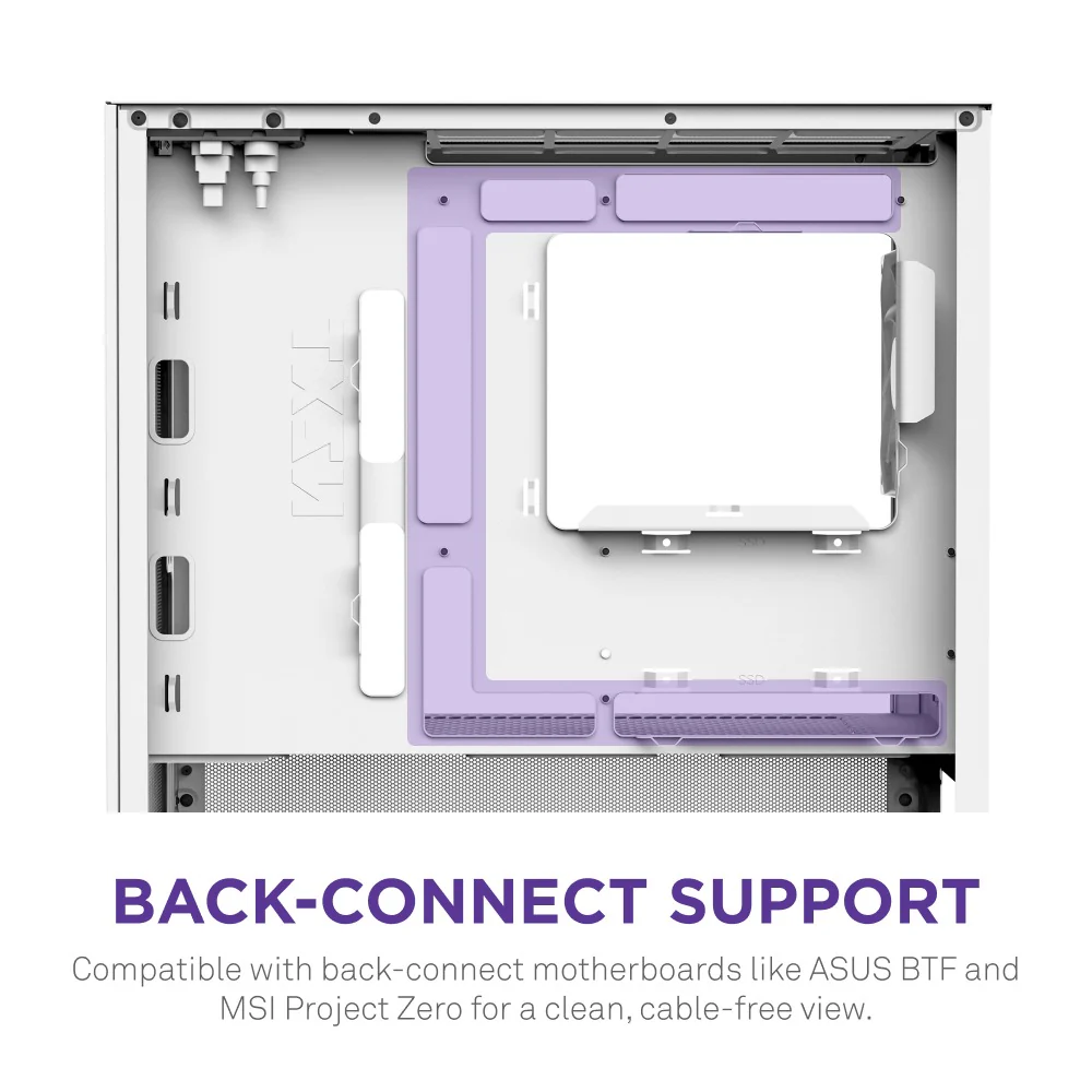 NZXT H3 Flow TG Side Panel Micro-ATX Airflow Case (Black, White) - Image 7