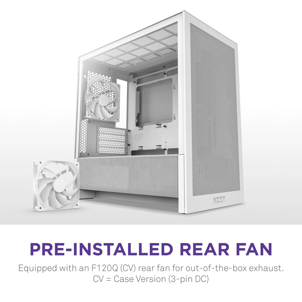 NZXT H3 Flow TG Side Panel Micro-ATX Airflow Case (Black, White) - Image 9