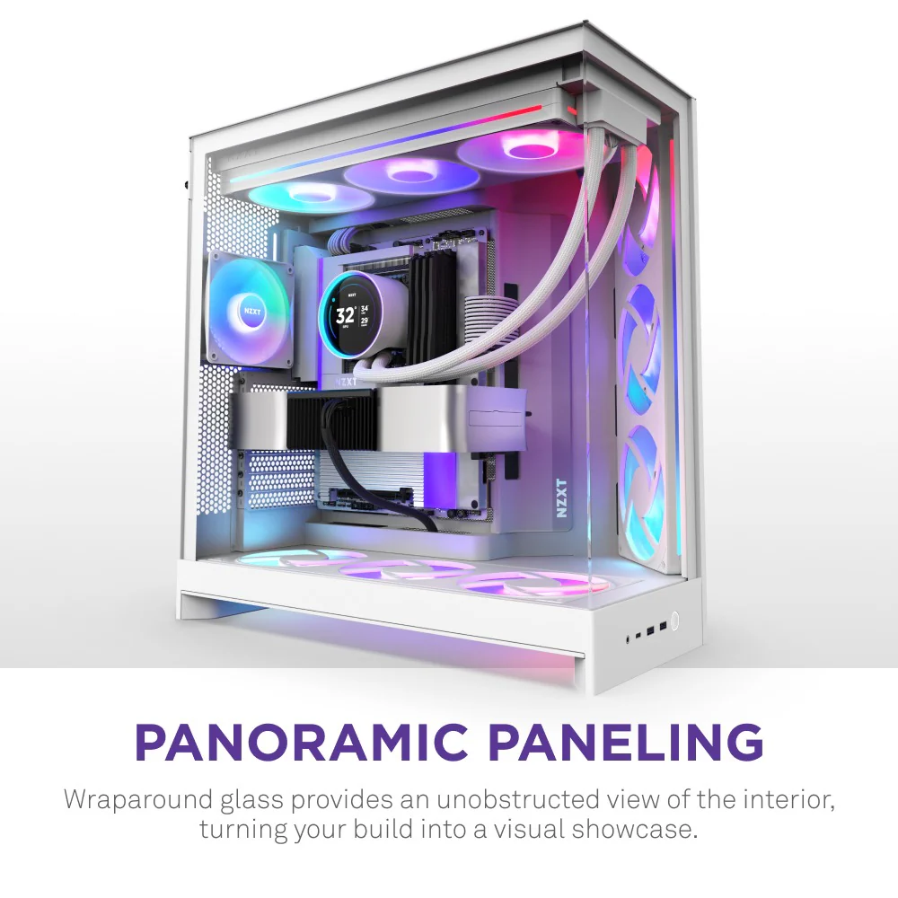 NZXT H9 Flow RGB+ Large Dual-Chamber Mid-Tower ATX Airflow Case with RGB & Control Hub (Black, White) - Image 7