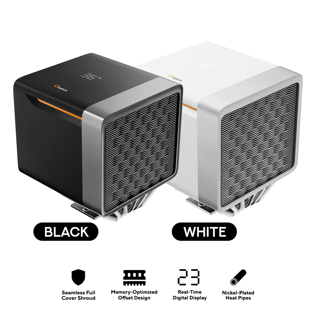 Ocypus Delta A62 EX Digital CPU Air Cooler (Black, White)