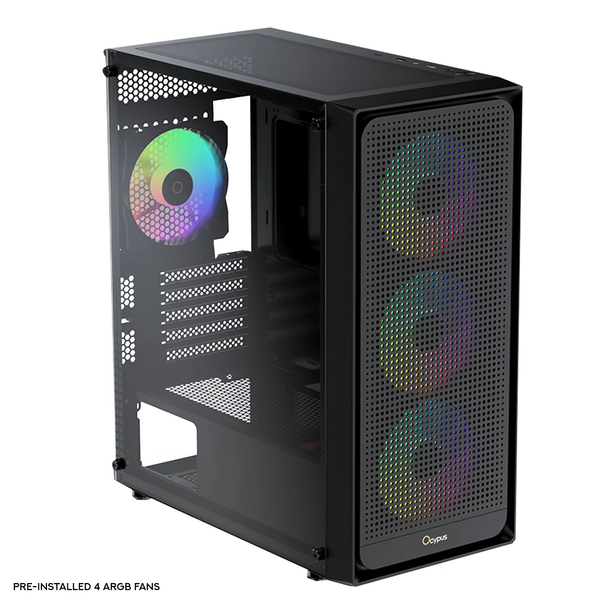 Ocypus Gamma C50 ARGB PC Case with ARGB Fans (Black) (GAMMA-C50-BKG400XX-GL)