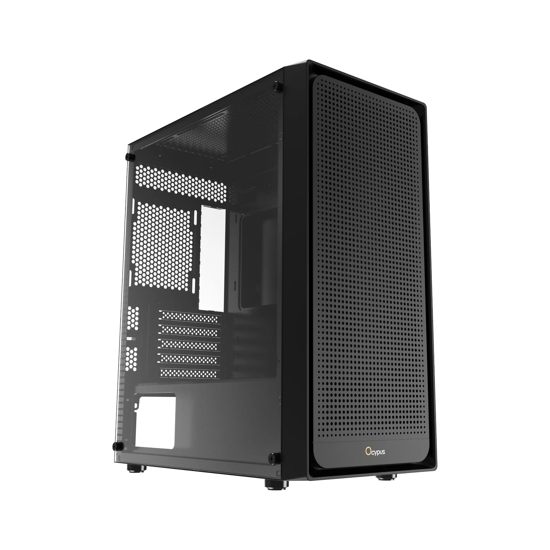 Ocypus Gamma C50 High Airflow Front Panel MATX Case (Black, White) - Image 2