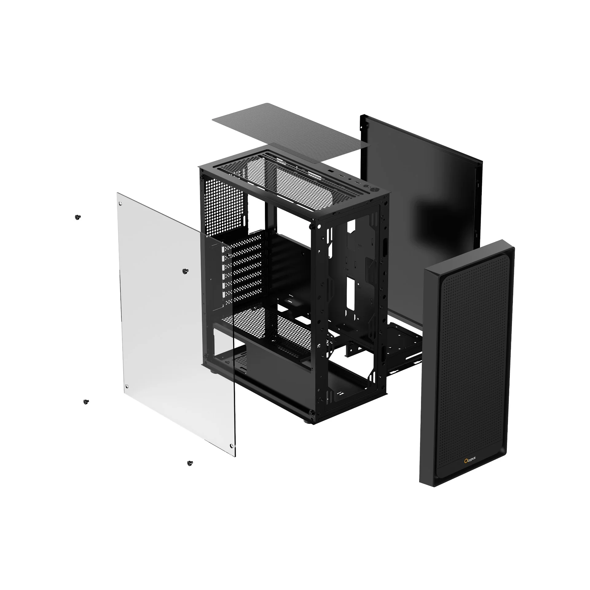 Ocypus Gamma C50 High Airflow Front Panel MATX Case (Black, White) - Image 8
