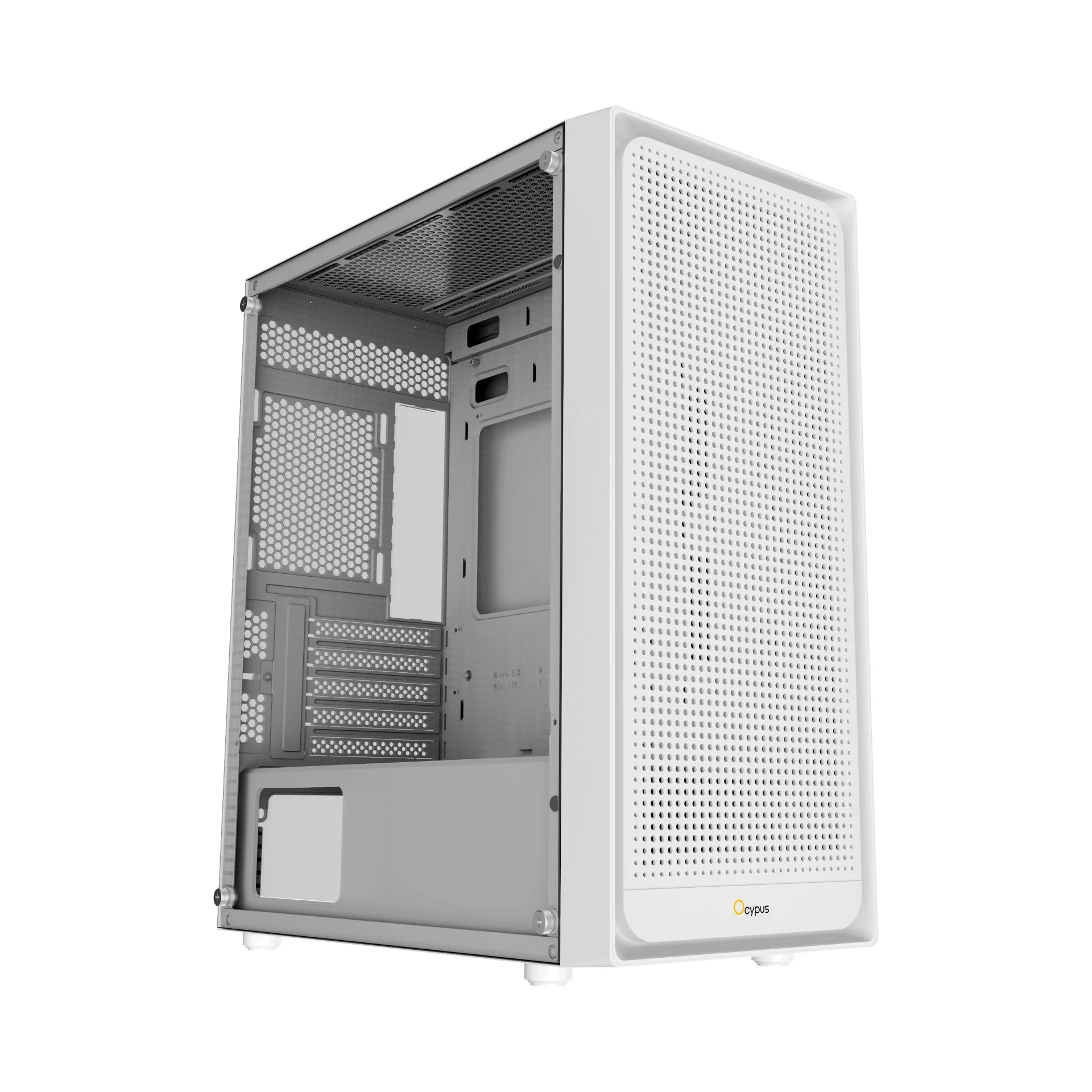 Ocypus Gamma C50 High Airflow Front Panel MATX Case (Black, White) - Image 9