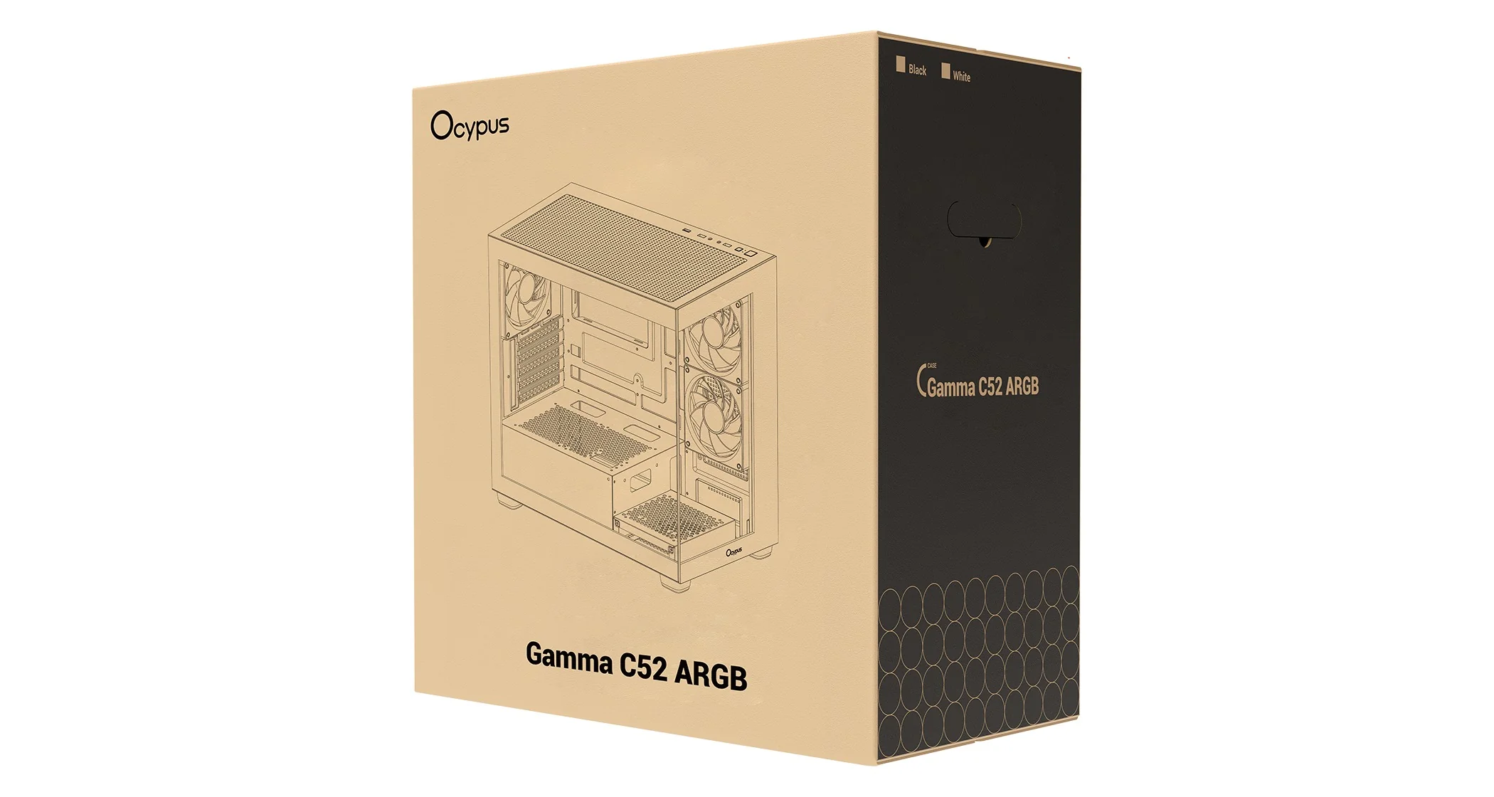 Ocypus Gamma C52 ARGB Mini-Tower Panoramic View Case with ARGB Fans (Black, White) - Image 11