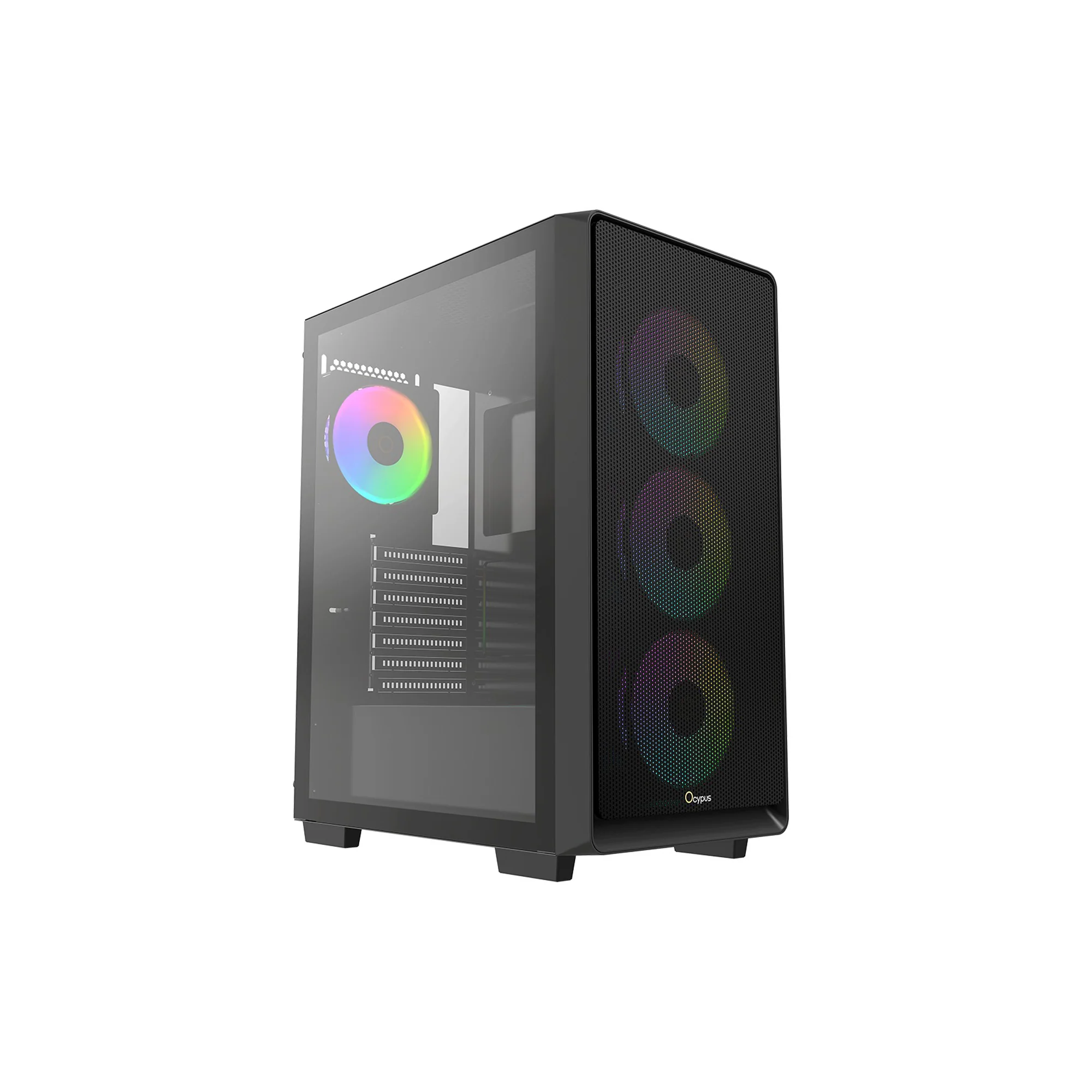 Ocypus Gamma C60 ARGB Mid-Tower Airflow Case with Grilles & ARGB Fans (Black, White) - Image 2