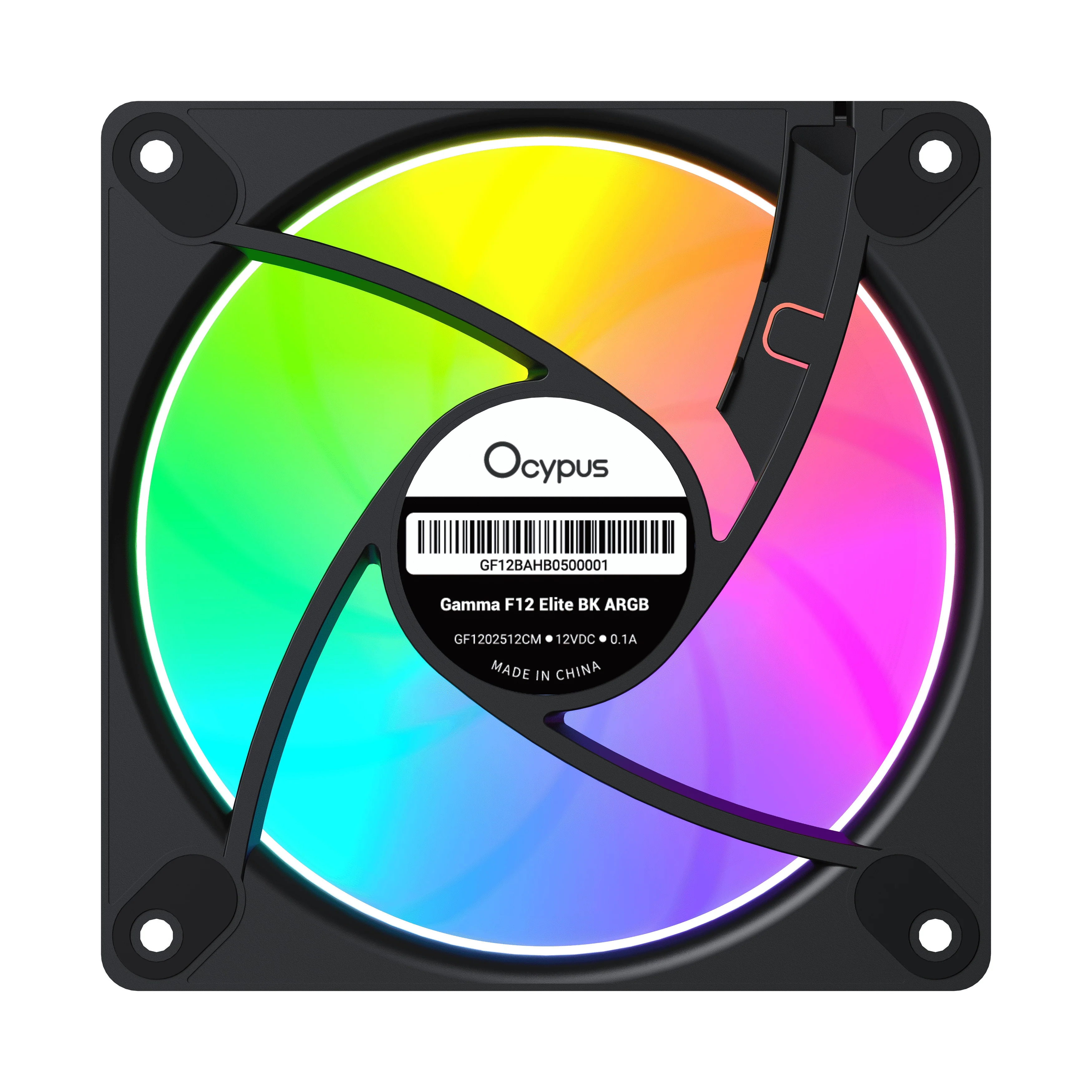 Ocypus Gamma F12 Elite ARGB 120mm PWM Fan with Transparent Frame (Black, White) - Image 4