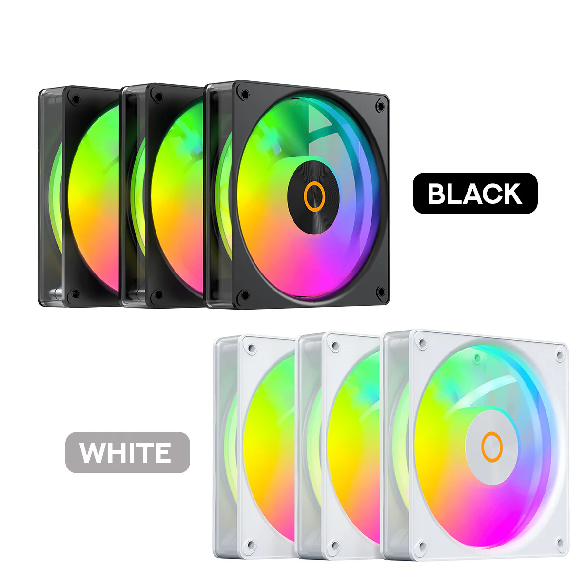 Ocypus Gamma F12 Elite ARGB Reverse Blade 3-in-1 120mm PWM Fan with Transparent Frame (Black, White)