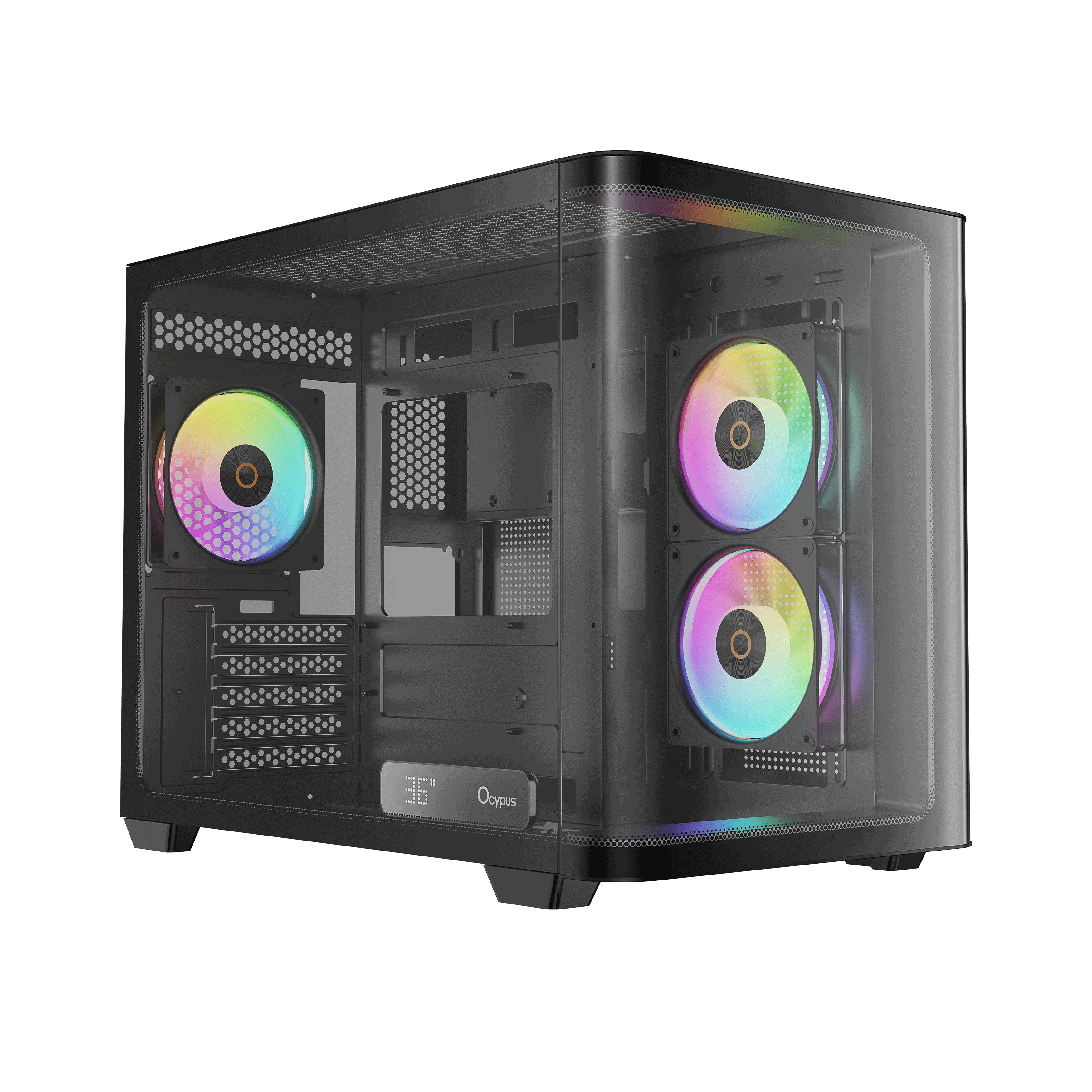 Ocypus Iota C50 Curve ARGB Digital Mini Tower PC Case (Black, White) - Image 2
