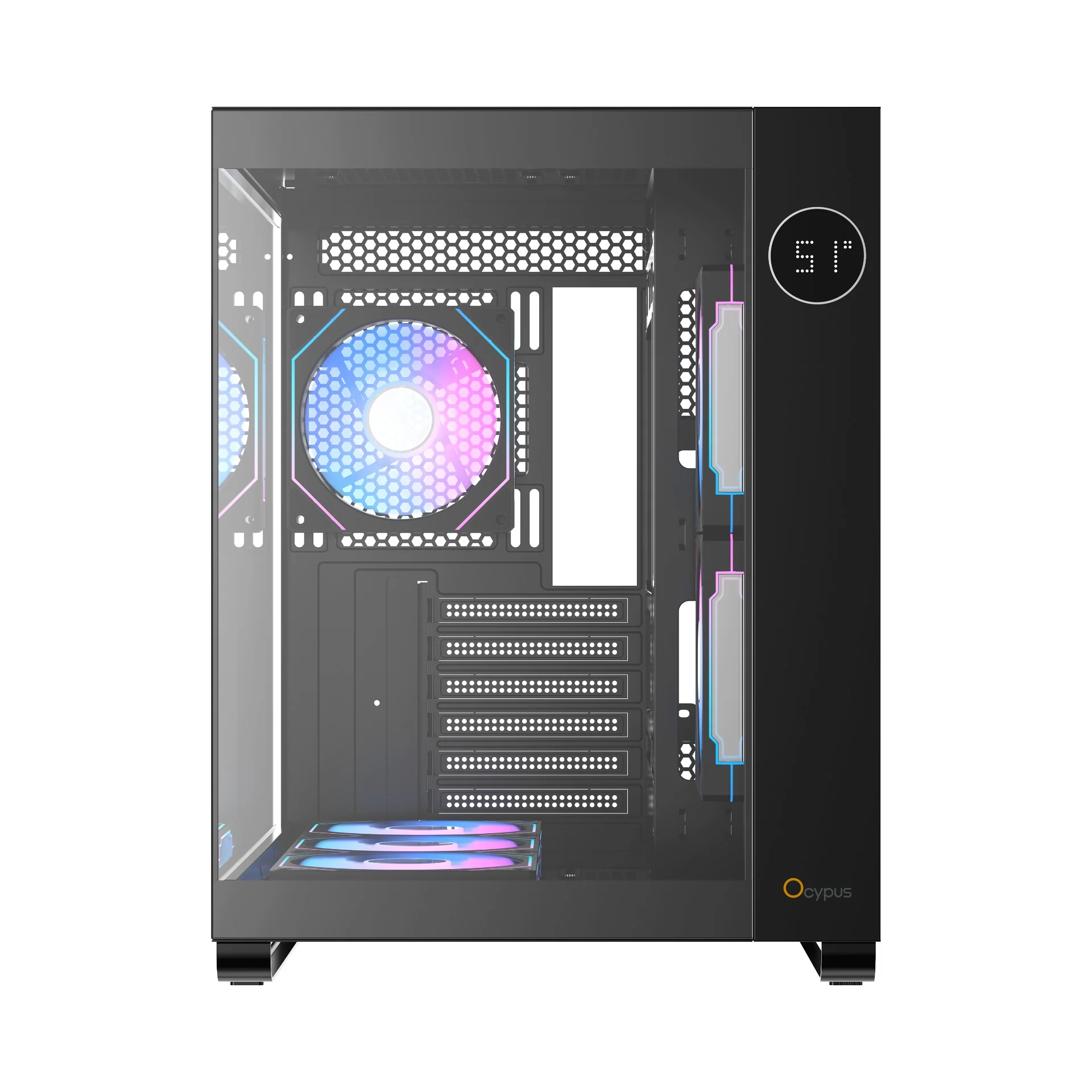 Ocypus Iota C70 ARGB Panoramic Mid Tower Case With 6 ARGB Fans (Black, White) - Image 7