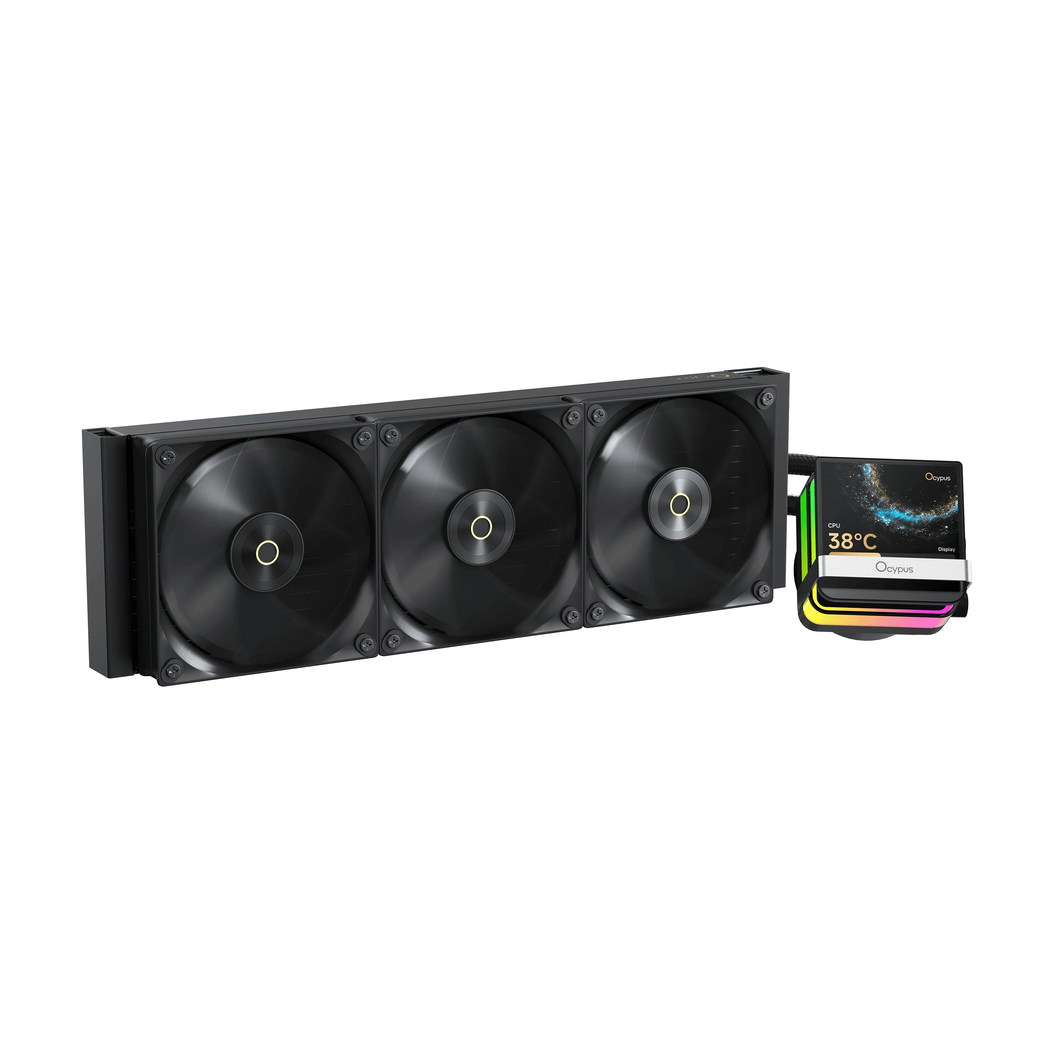 Ocypus Sigma L36 Pro 360mm ARGB AIO Liquid Cooler with 3.5" Square IPS Screen (Black, White) - Image 2