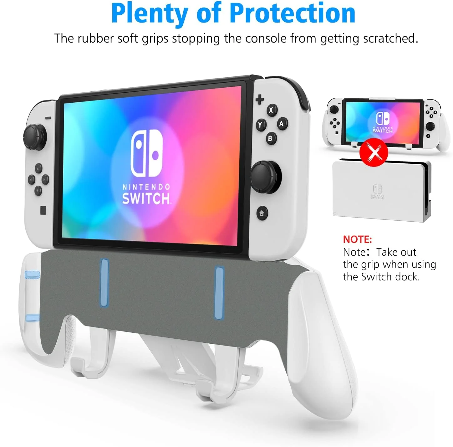 OIVO Asymmetrical Grip with Adjustable Stand for Nintendo Switch / Nintendo Switch OLED (Black, White) - Image 9