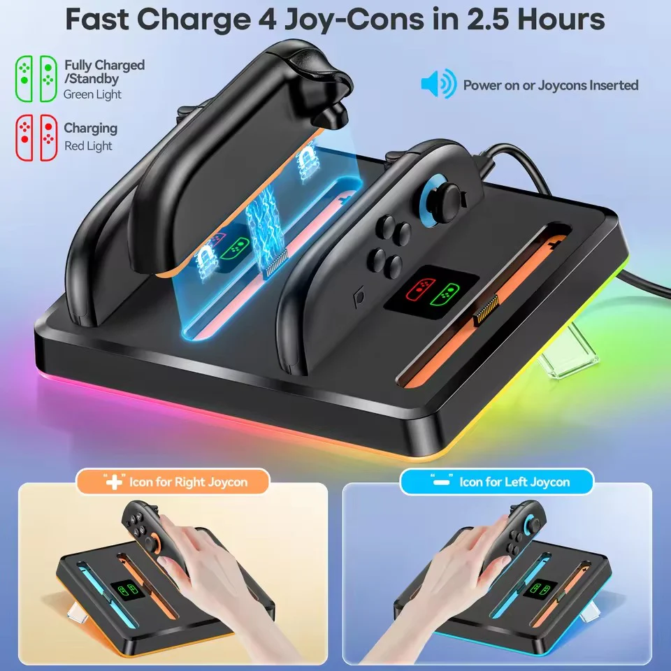 OIVO Charging Dock for Nintendo Switch 2 Joy-Pad (Black) (IV-SW224) - Image 2