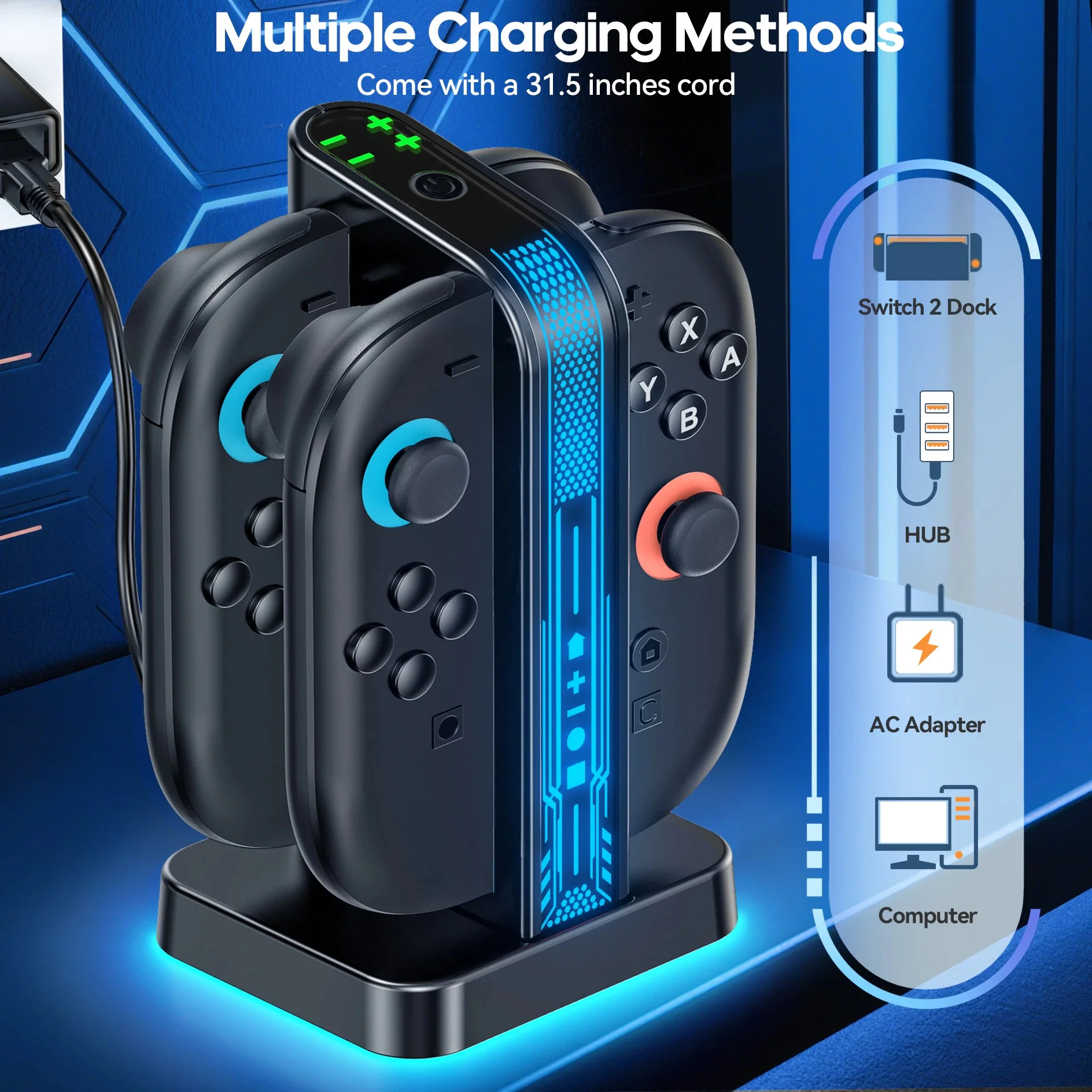 OIVO Controller Charging Dock for Nintendo Switch 2 (Black) (IV-SW207) - Image 4
