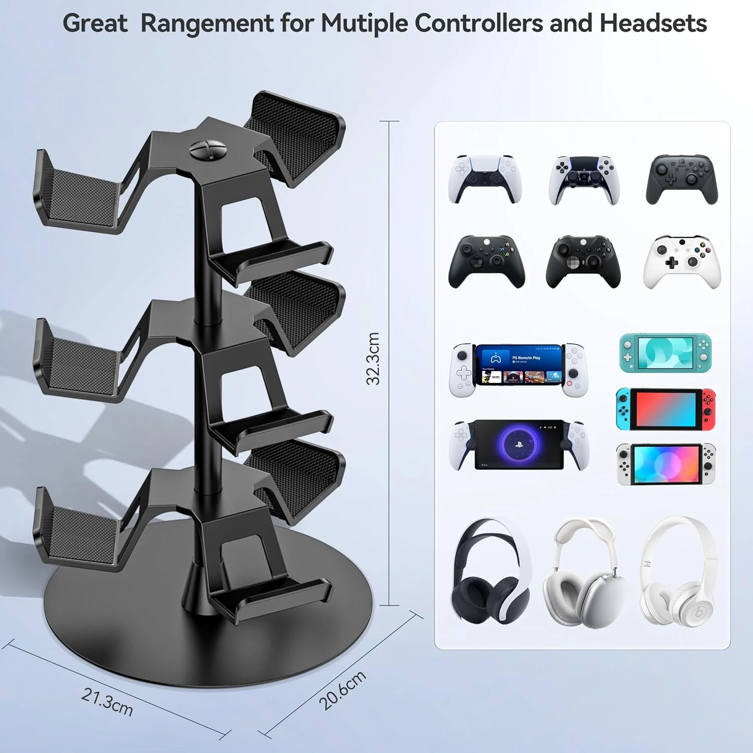 OIVO Controller & Headset Stand 3 Tiers (Black) (IV-P5425-3T) - Image 5