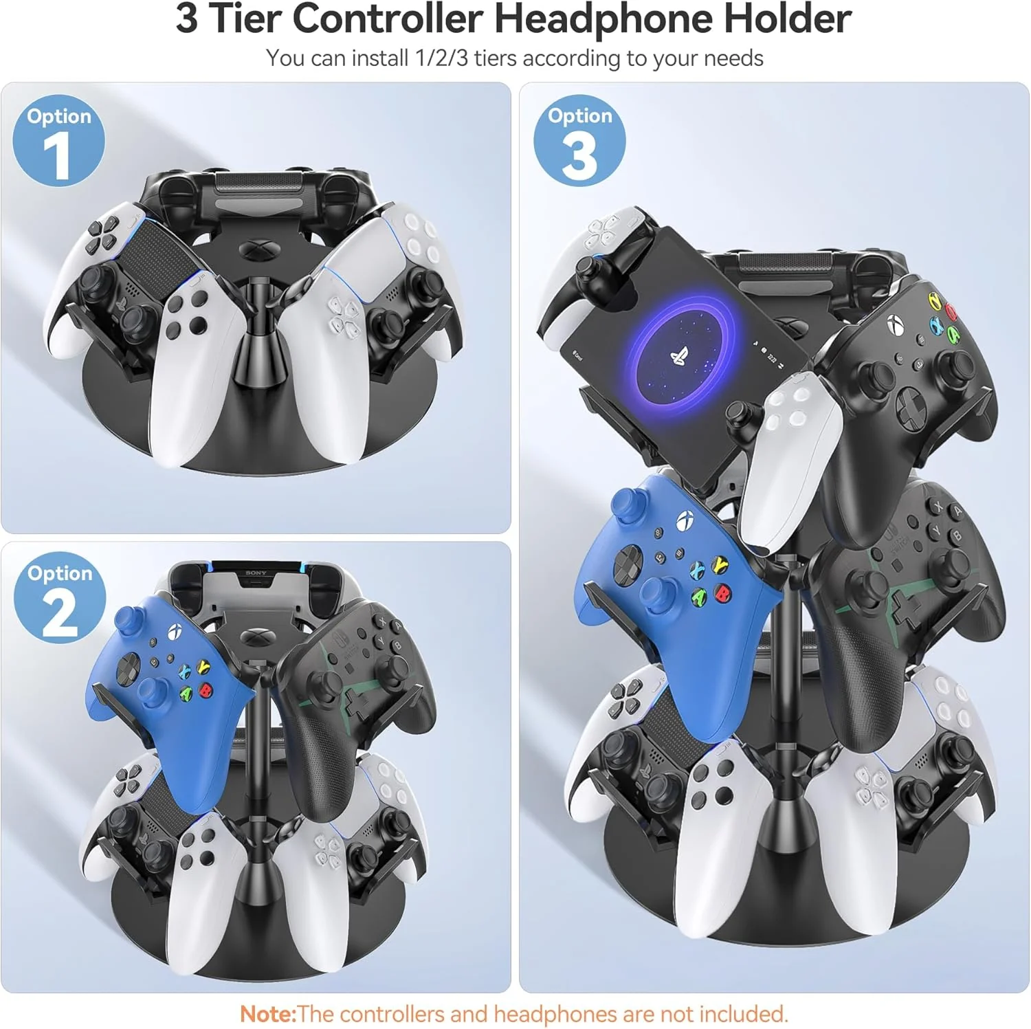 OIVO Controller & Headset Stand 3 Tiers (Black) (IV-P5425-3T) - Image 7