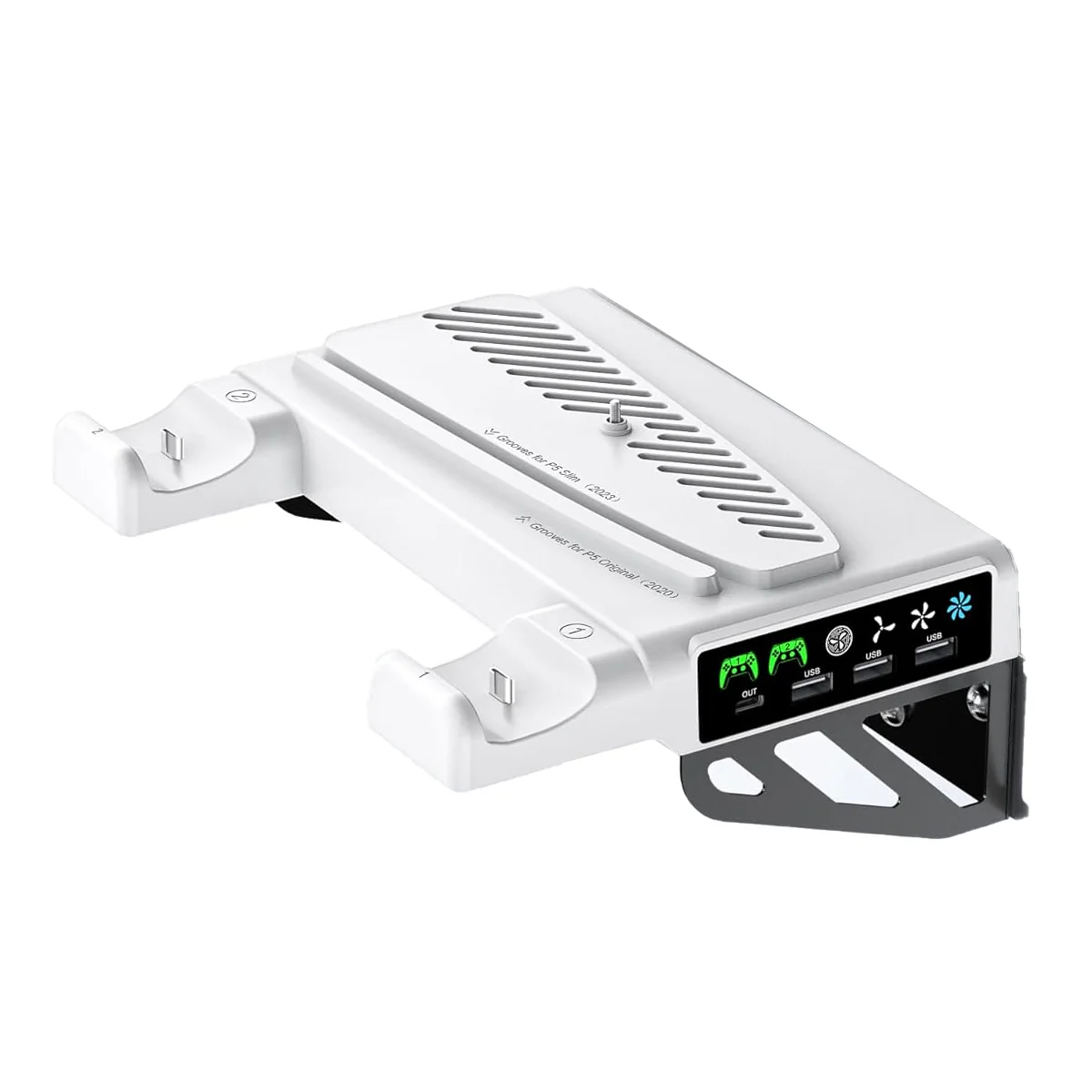 OIVO Wall Mounted Cooling Stand with Controller Charger for PS5 / PS5 Slim / PS5 Pro (Black/White) (VG-P5326X-Pro)