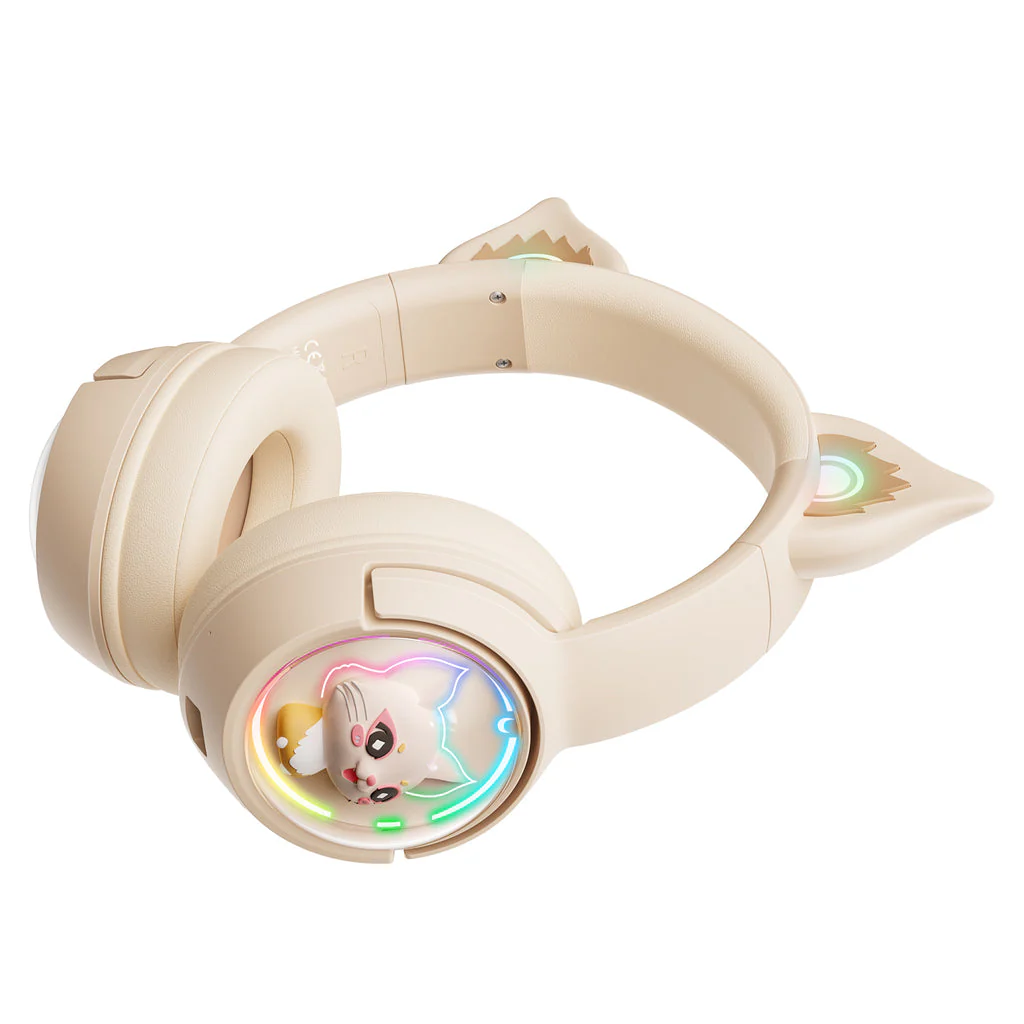 Onikuma B5 RGB Cat Ear Wireless Gaming Headset (White/Blue, Off-White, Pink) - Image 13
